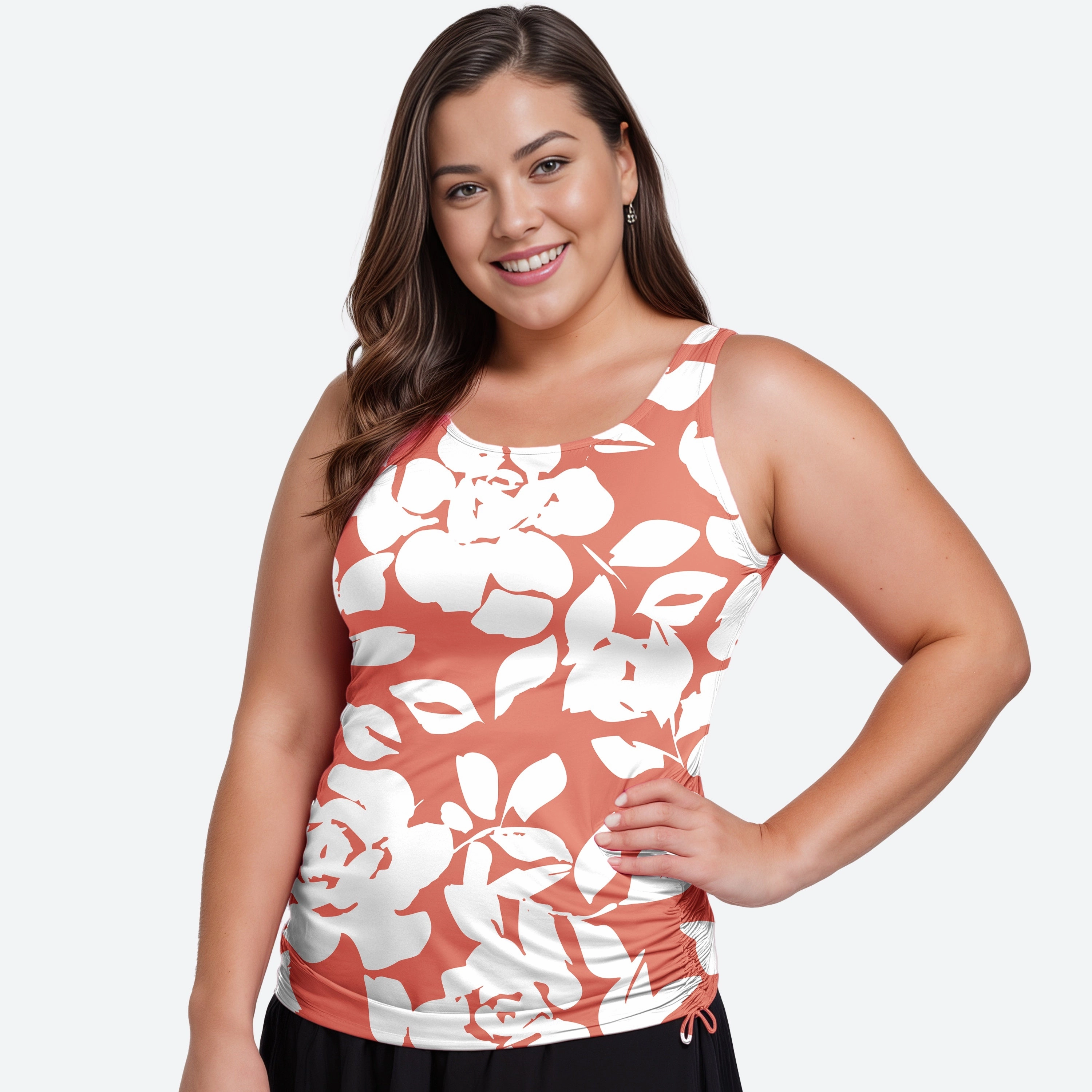 Women's Plus Maya Tankini Swim Top With Removable Cups - Patterns