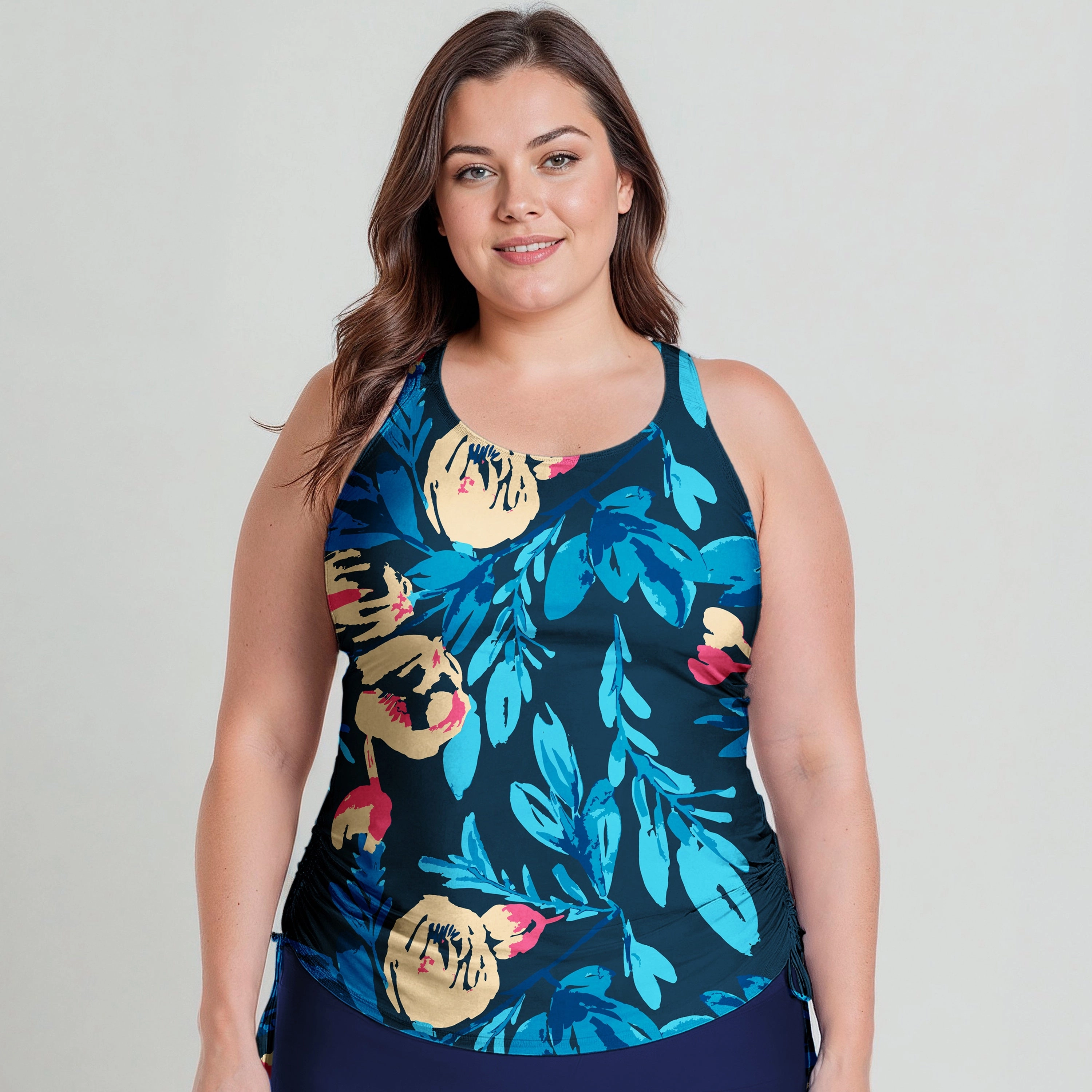 Women's Plus Maya Tankini Swim Top With Removable Cups - Patterns