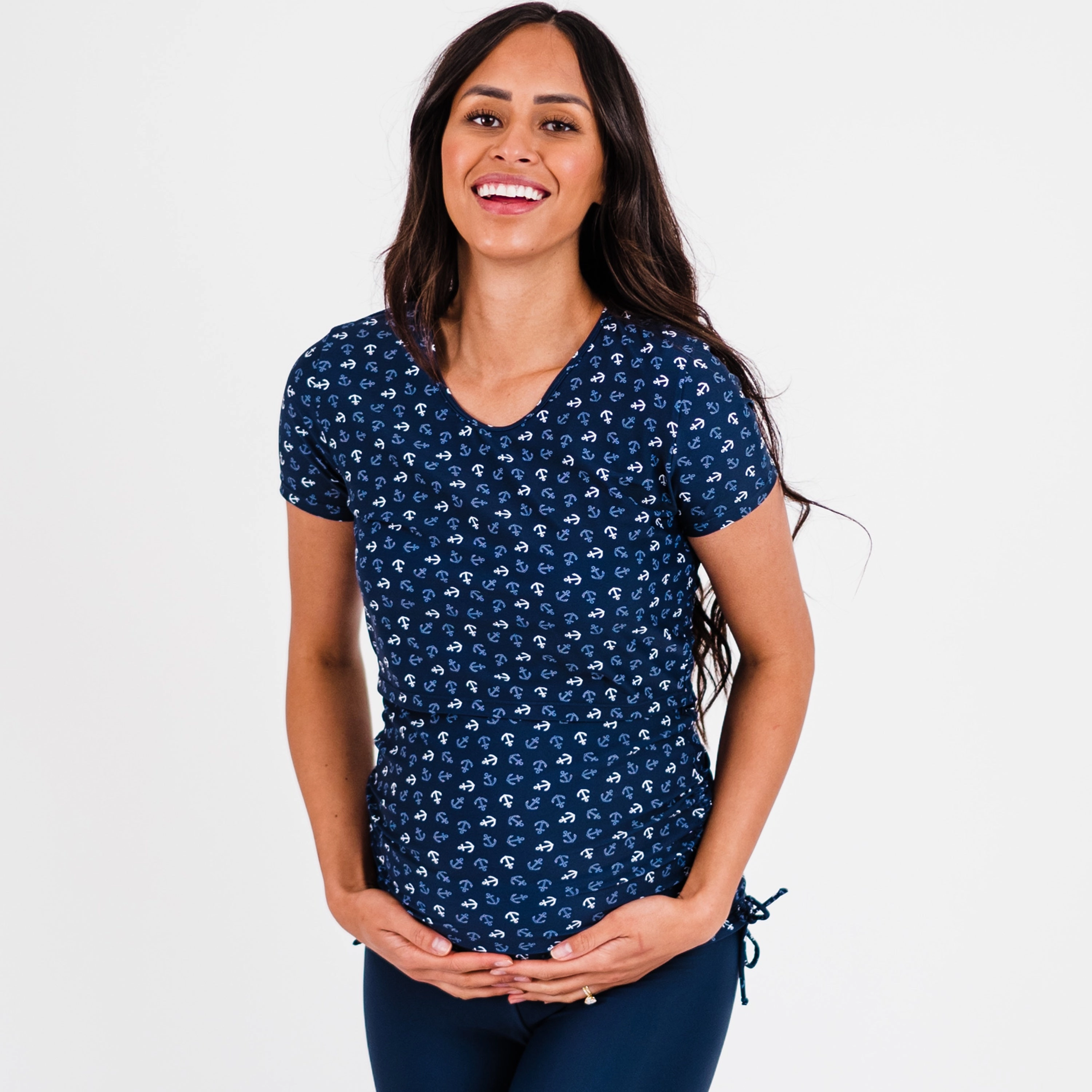 Women's Plus Short Sleeve Nina Nursing and Maternity Swim Top
