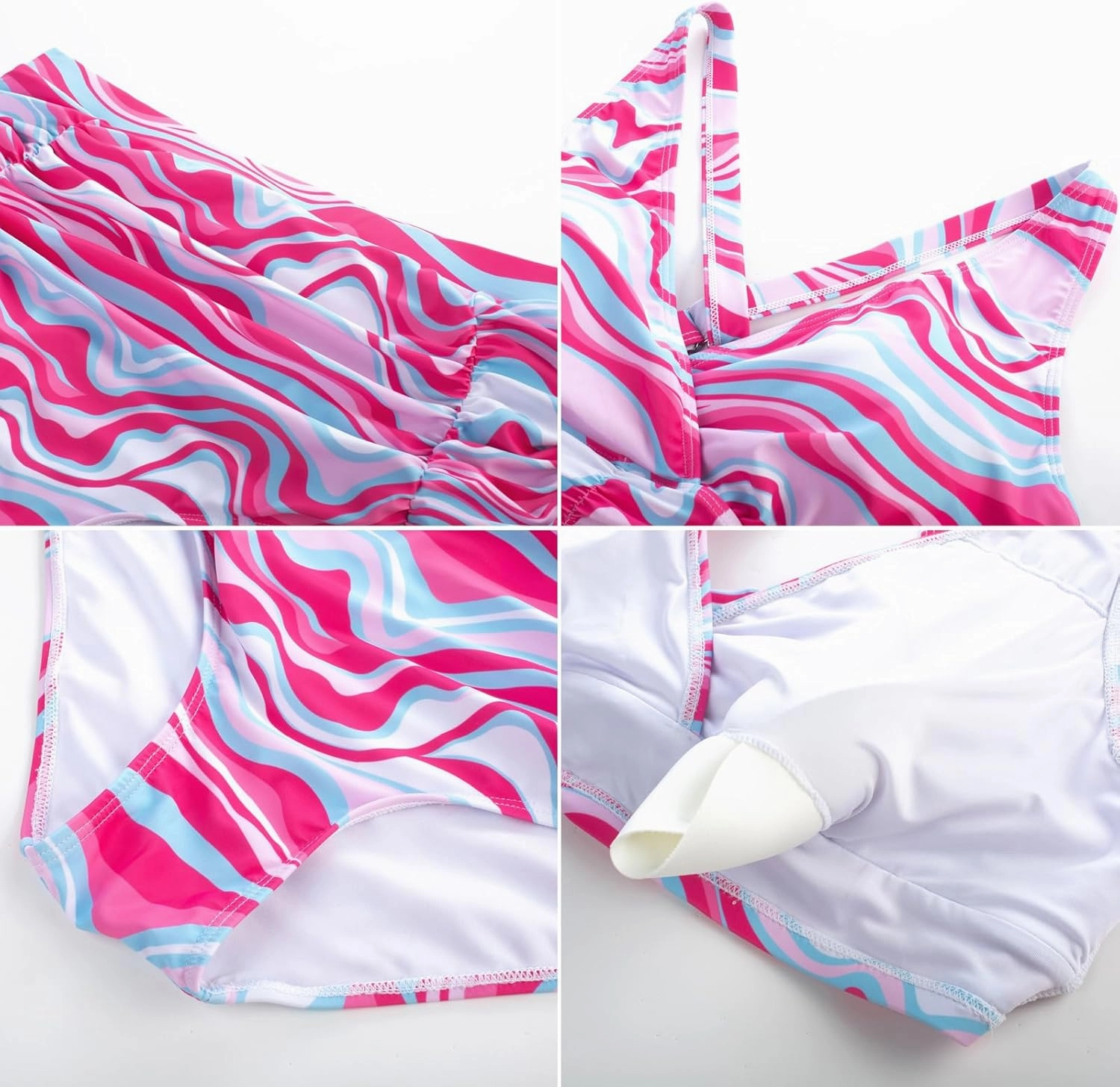 Women's Plus Size Halter V Neck Bikini Swimsuits High Waisted Ruched Tummy Control Swimwear