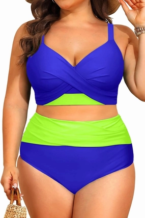 Women's Plus Size High Waisted Bikini - Two Piece Swimsuit Tummy Control Bathing Suit 2025 Twist Swimwear