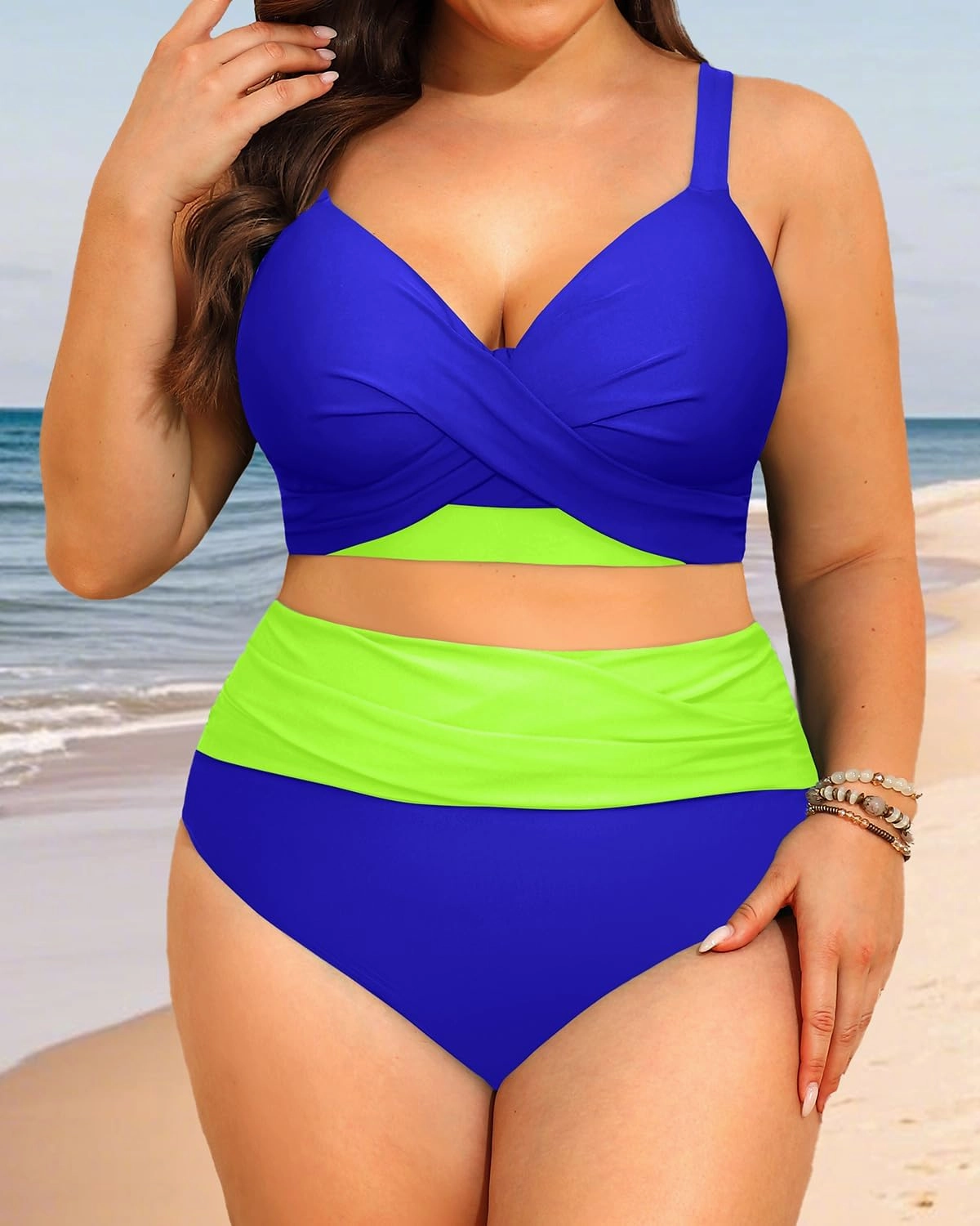 Women's Plus Size High Waisted Bikini - Two Piece Swimsuit Tummy Control Bathing Suit 2025 Twist Swimwear