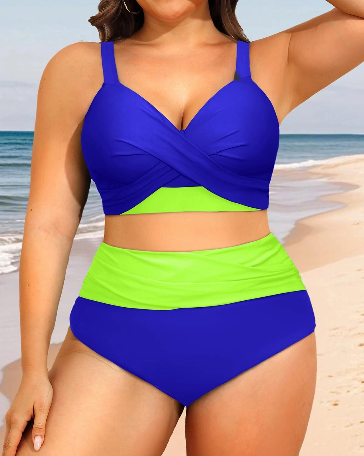 Women's Plus Size High Waisted Bikini - Two Piece Swimsuit Tummy Control Bathing Suit 2025 Twist Swimwear