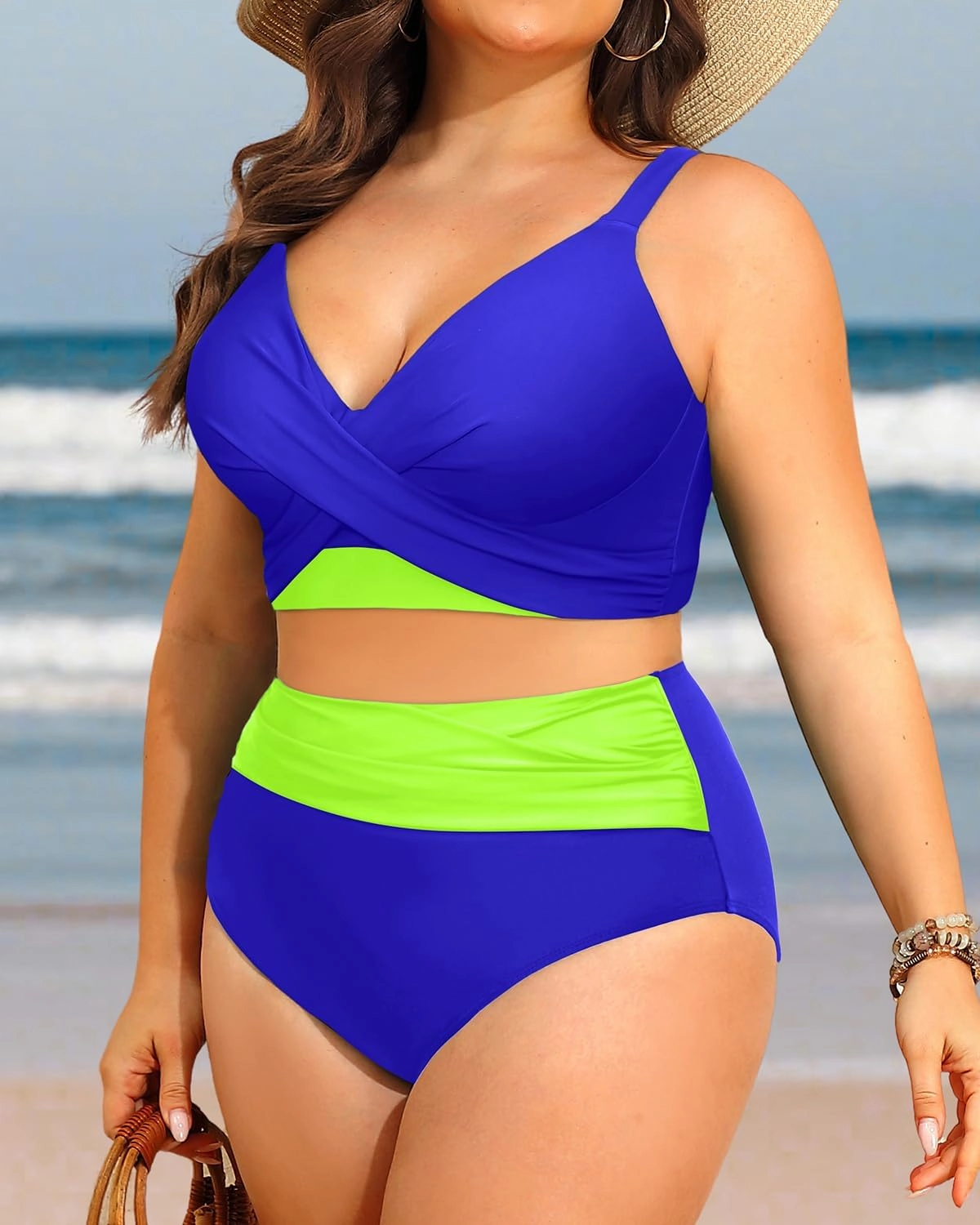 Women's Plus Size High Waisted Bikini - Two Piece Swimsuit Tummy Control Bathing Suit 2025 Twist Swimwear
