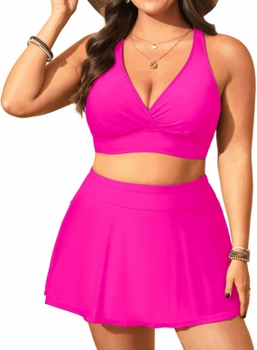 Women's Plus Size High Waisted Bikini - Two Piece Swimsuit with Skirt 2025 Tummy Control Bathing Suit with Pocket