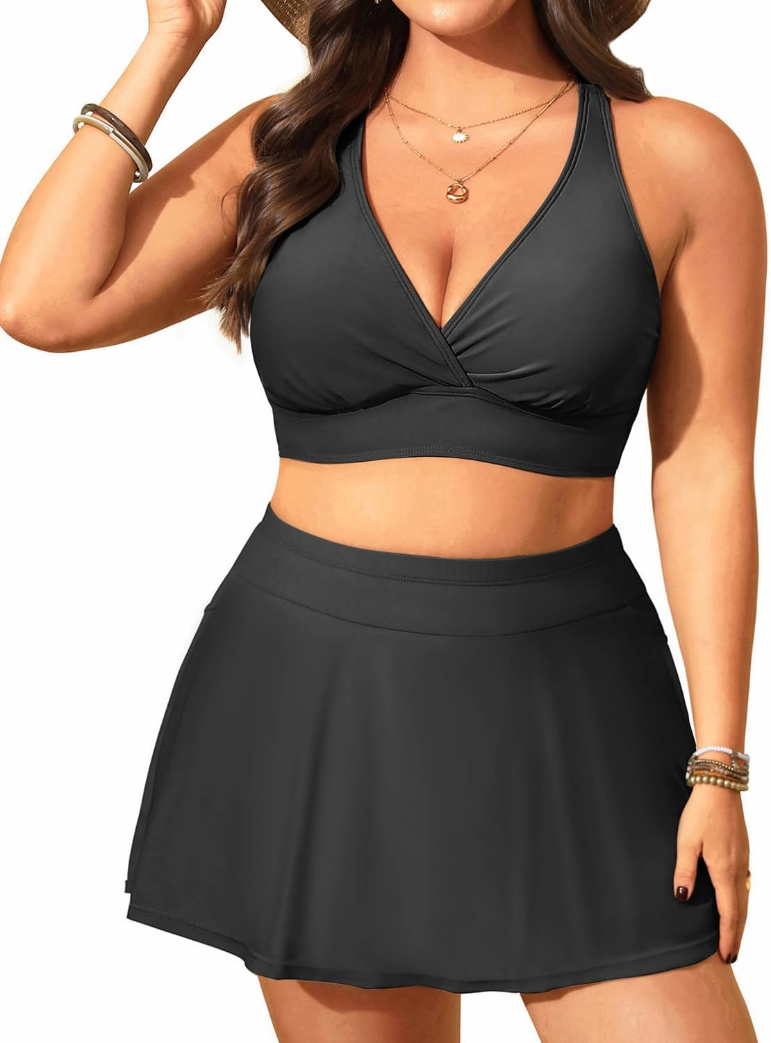 Women's Plus Size High Waisted Bikini - Two Piece Swimsuit with Skirt 2025 Tummy Control Bathing Suit with Pocket