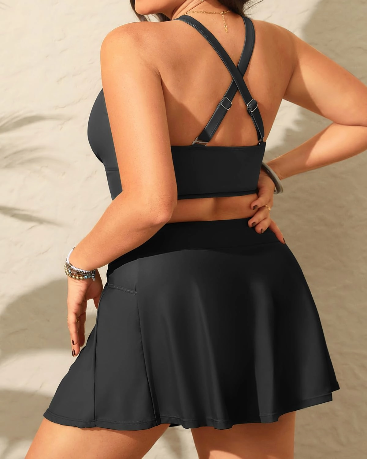 Women's Plus Size High Waisted Bikini - Two Piece Swimsuit with Skirt 2025 Tummy Control Bathing Suit with Pocket