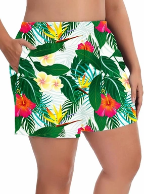 Women's Plus Size Swim Shorts High Waisted Bathing Suit Bottoms Long Swimsuit Board Short Tankini Trunks with Pocket