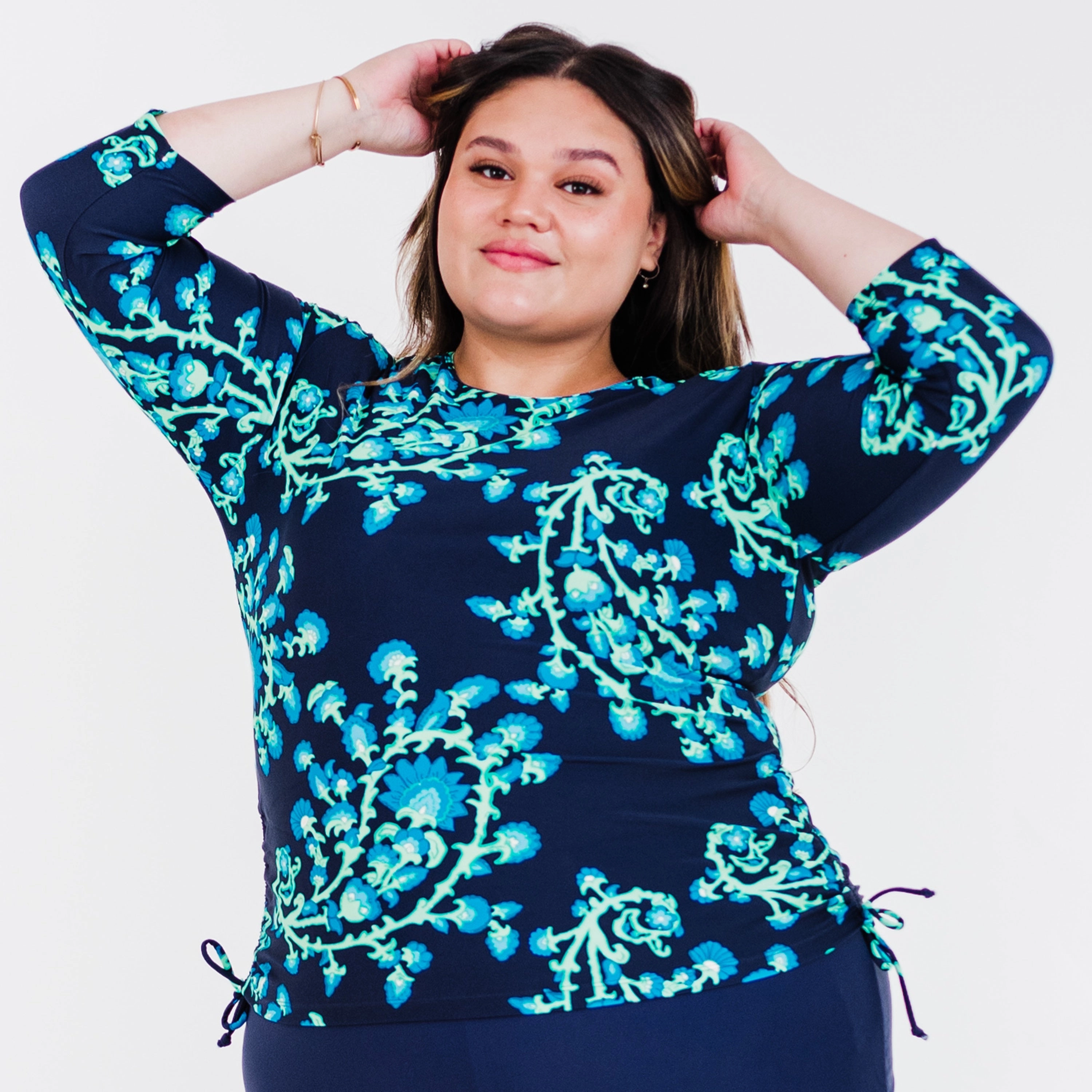 Women's Plus Women's 3/4 Sleeve Rash Guard Margaux Swim Top