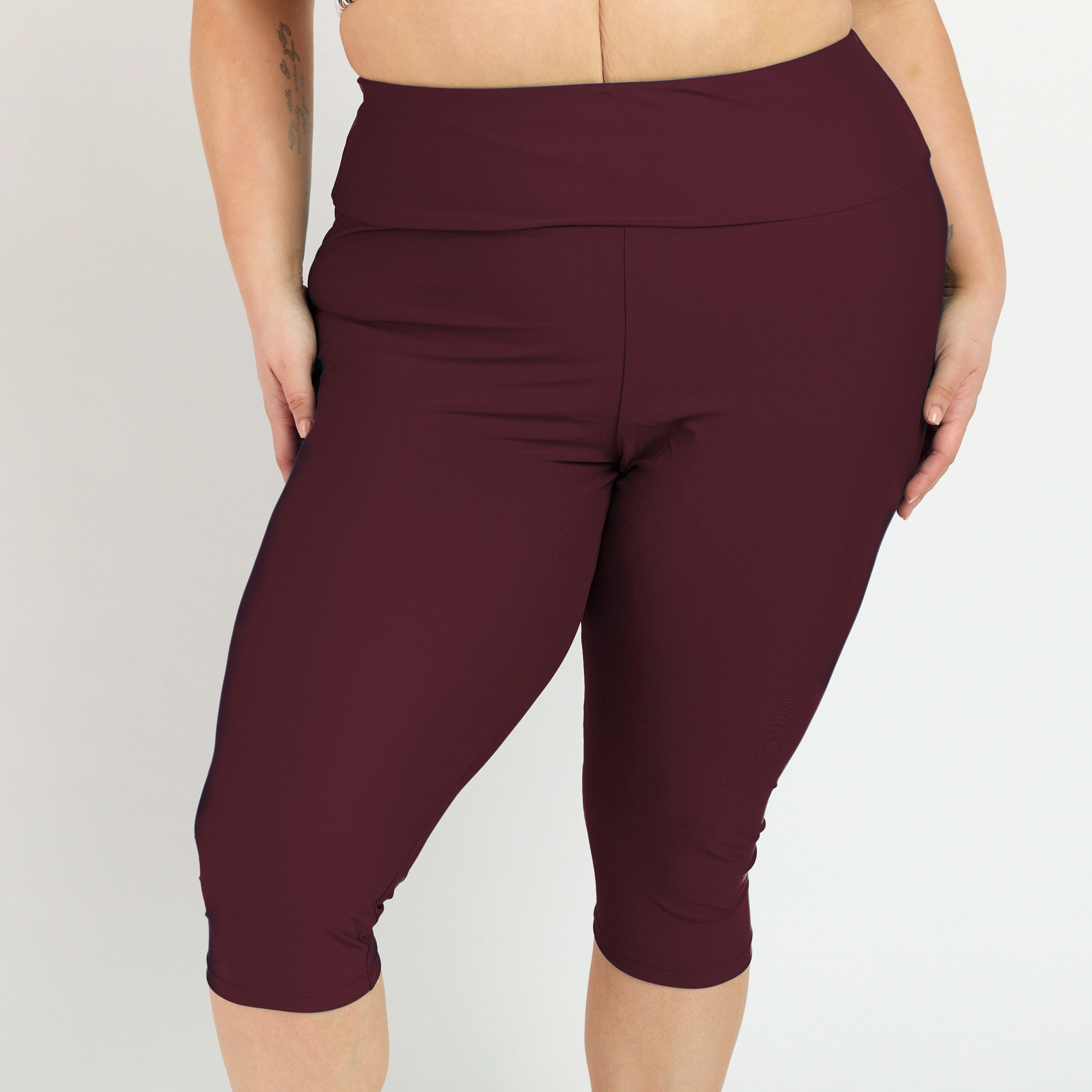 Women's Plus Women's High Waisted Capri Swim Leggings
