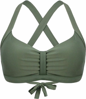 Women's Retro Printed Adjustable Thick Straps Cross Back Push Up Vintage Bikini Swimsuit Tops Only