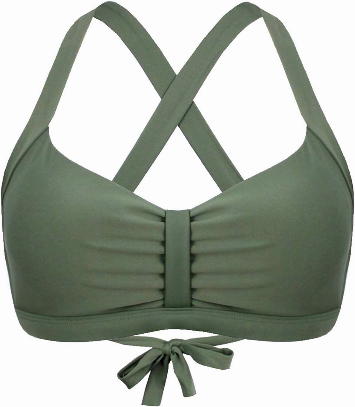Women's Retro Printed Adjustable Thick Straps Cross Back Push Up Vintage Bikini Swimsuit Tops Only