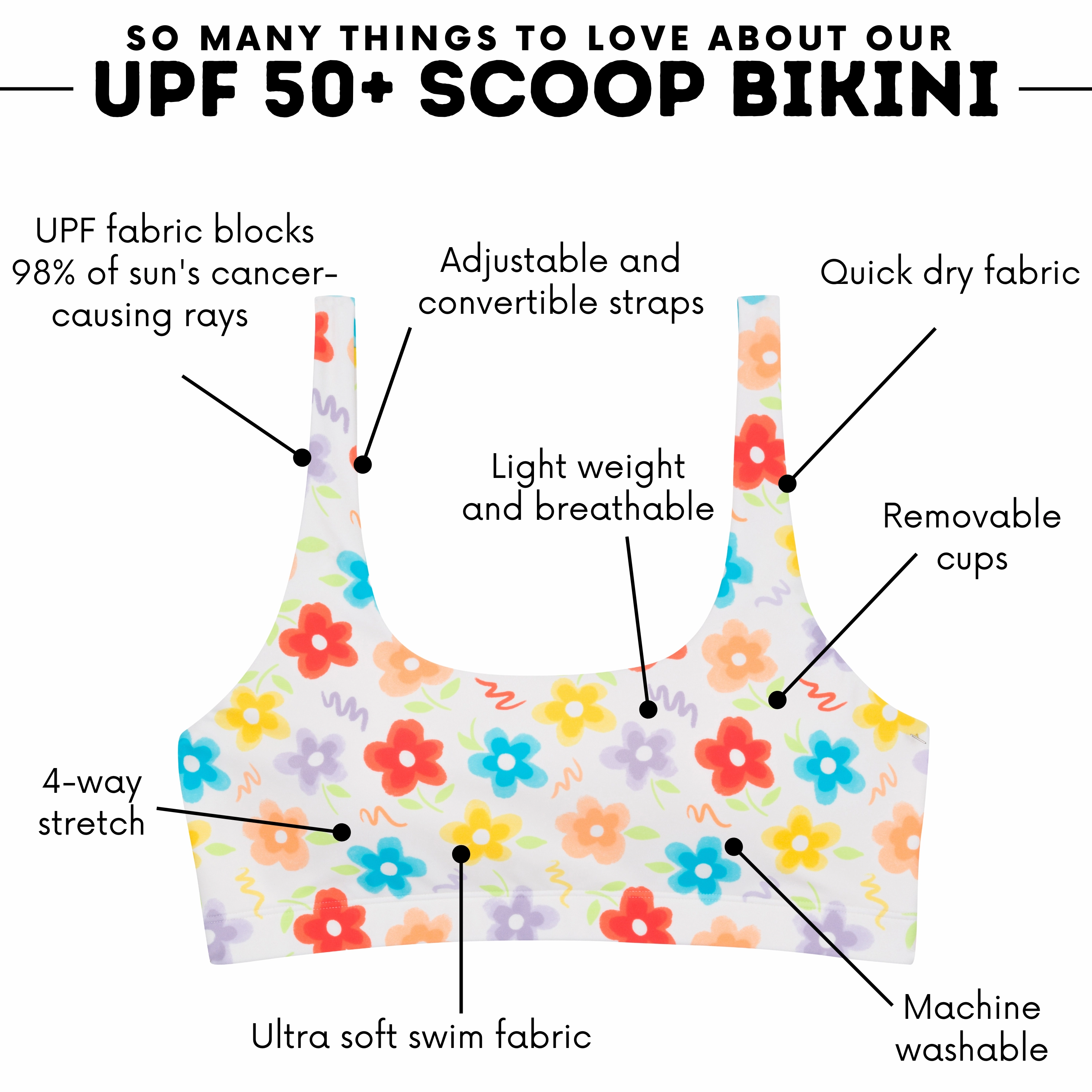 Women's Scoop Neck Bikini Top | "Blossom"