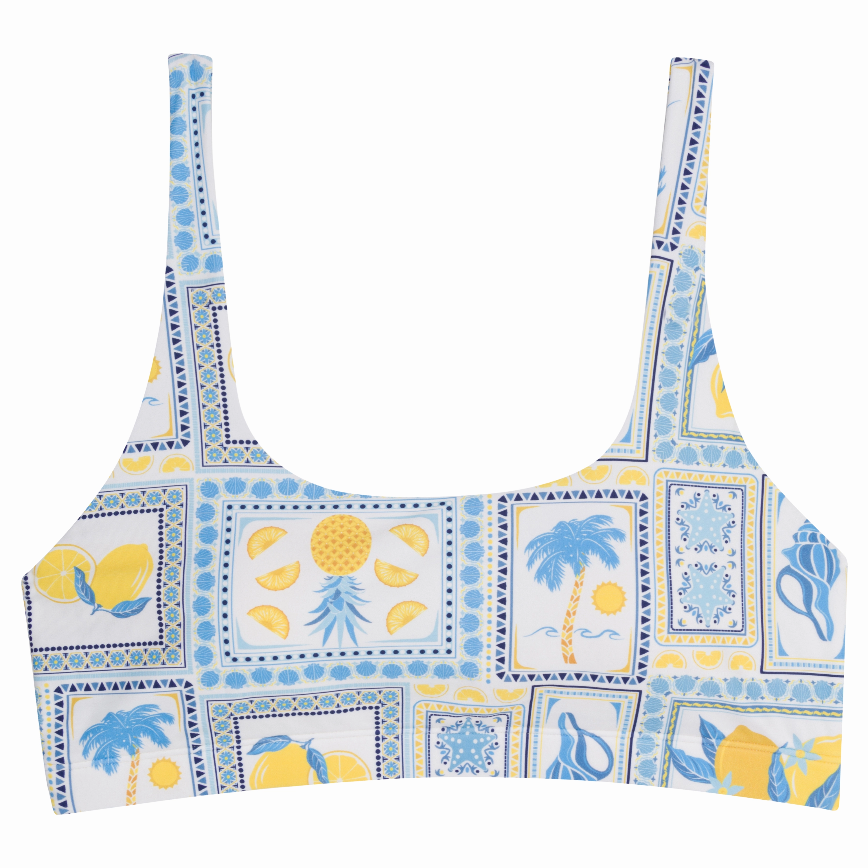 Women's Scoop Neck Bikini Top | "Mediterranean Lemons"