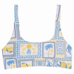 Women's Scoop Neck Bikini Top | "Mediterranean Lemons"