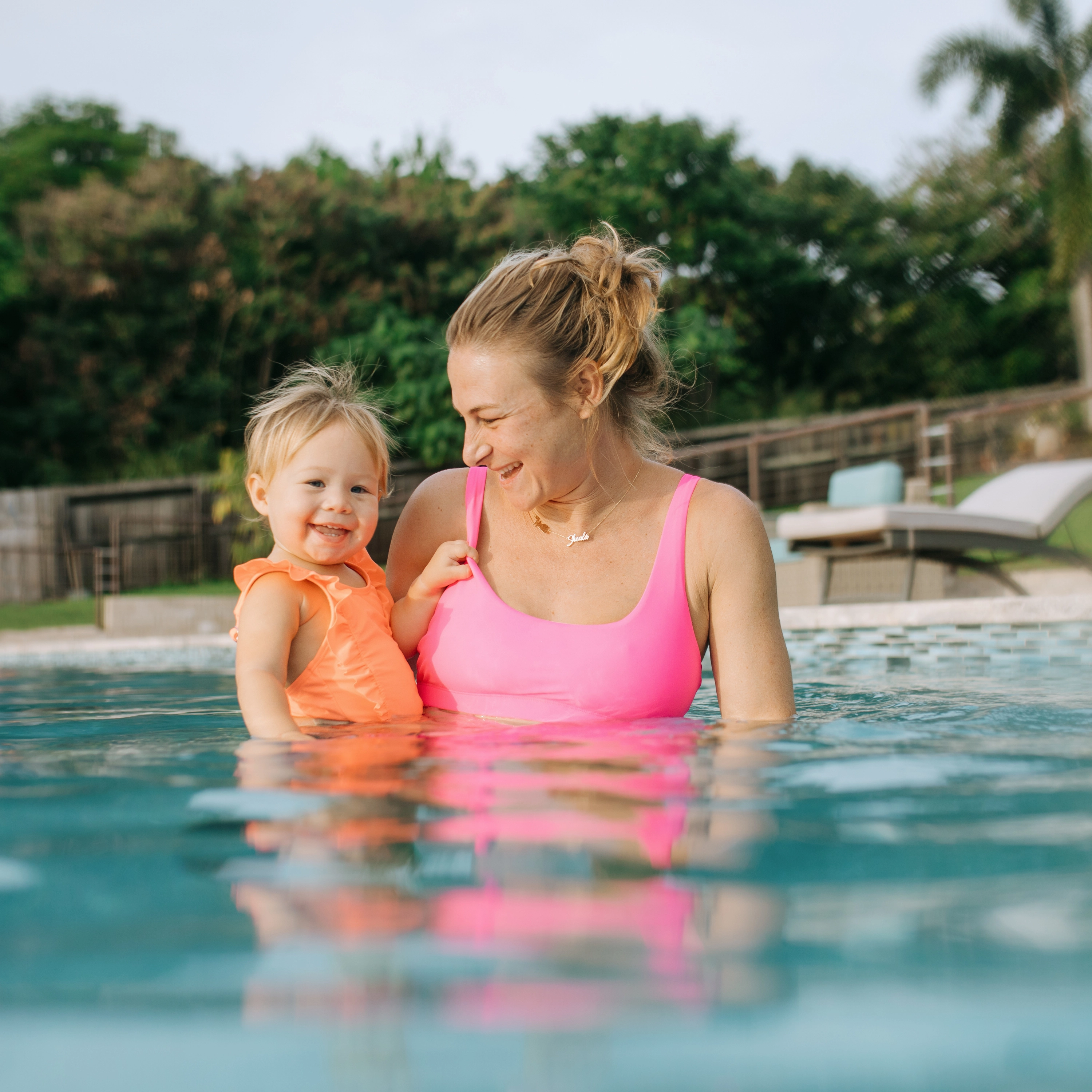 Women's Scoop Neck Bikini Top | "Neon Pink"