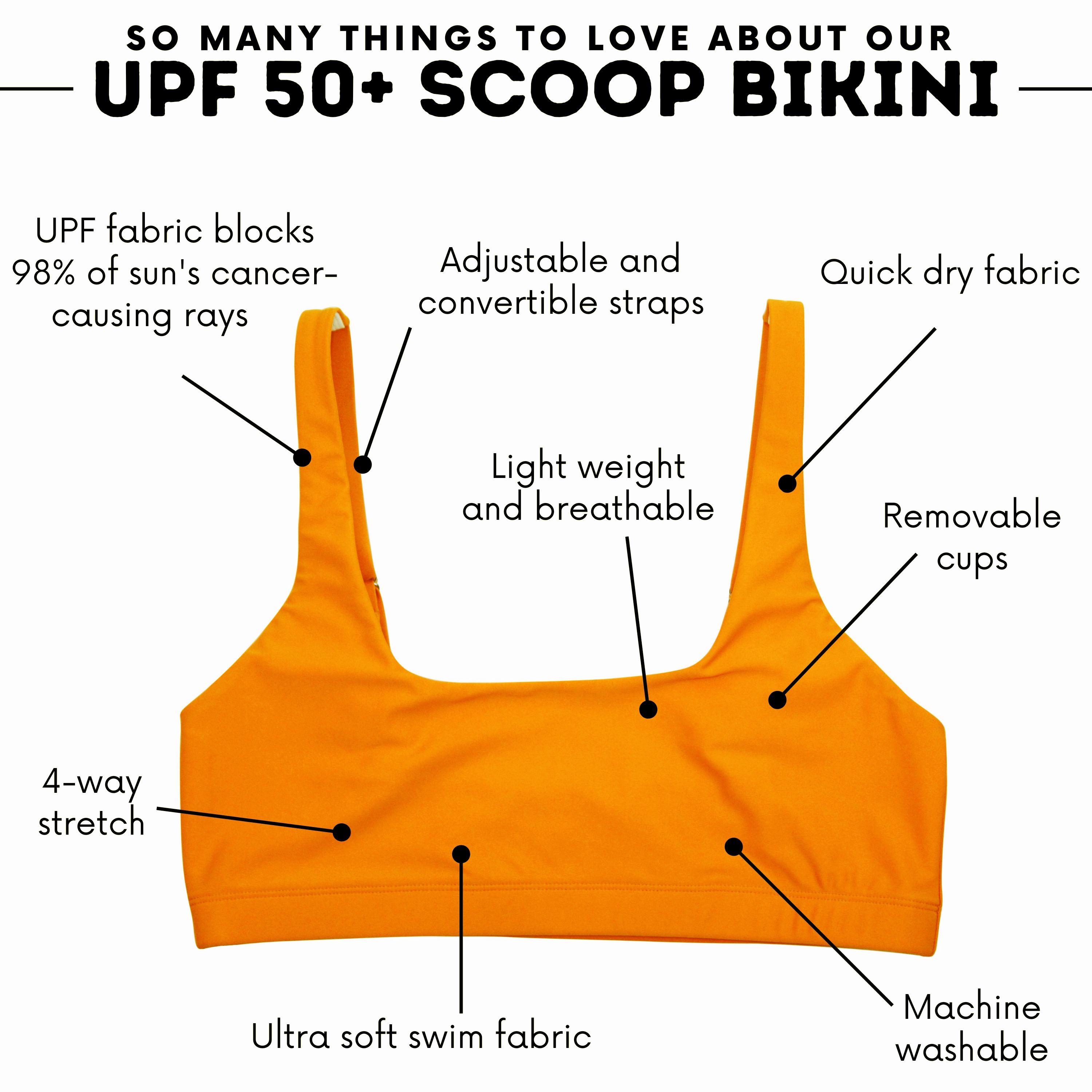 Women's Scoop Neck Bikini Top | "Orange"