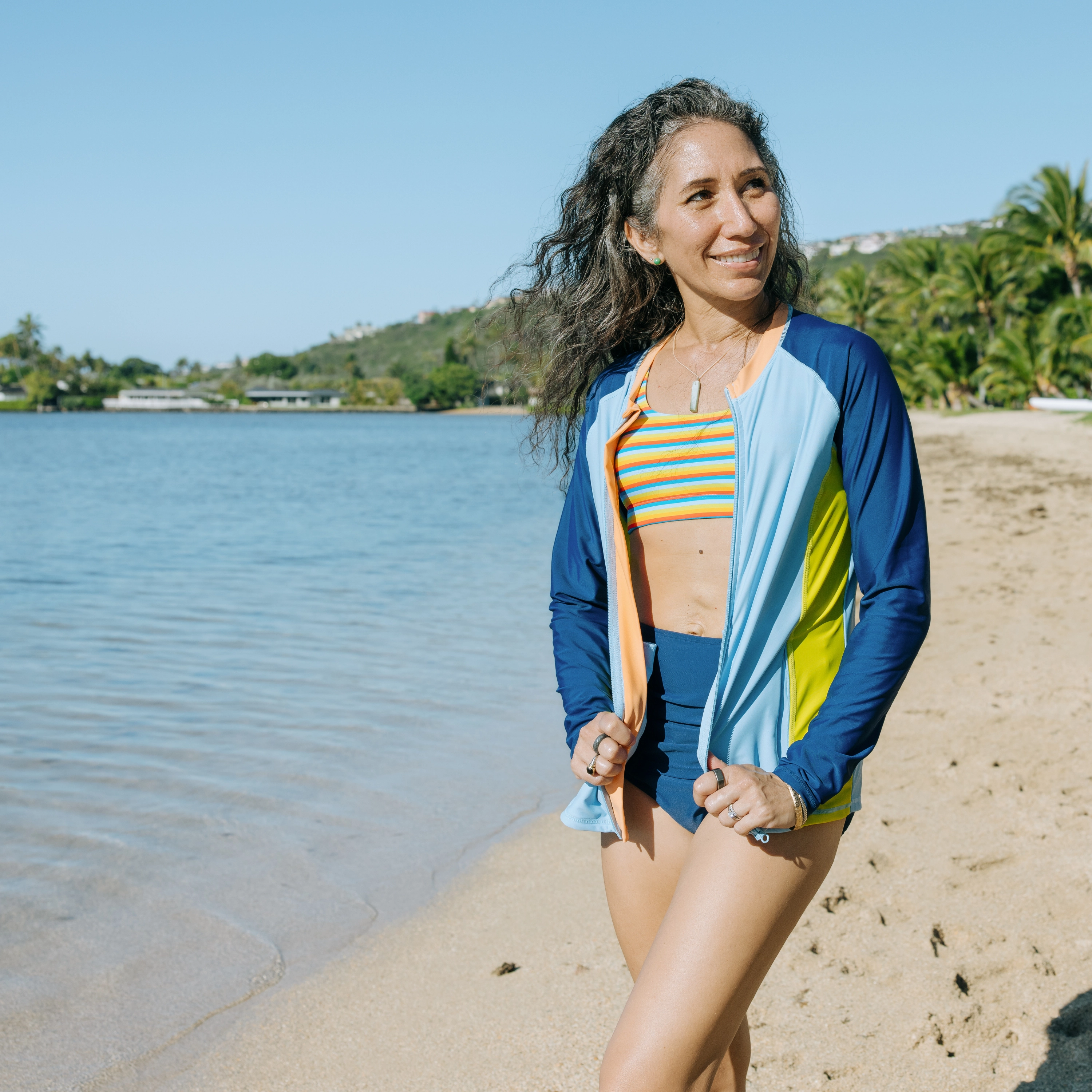 Women's Scoop Neck Bikini Top | "Sunny Stripe"