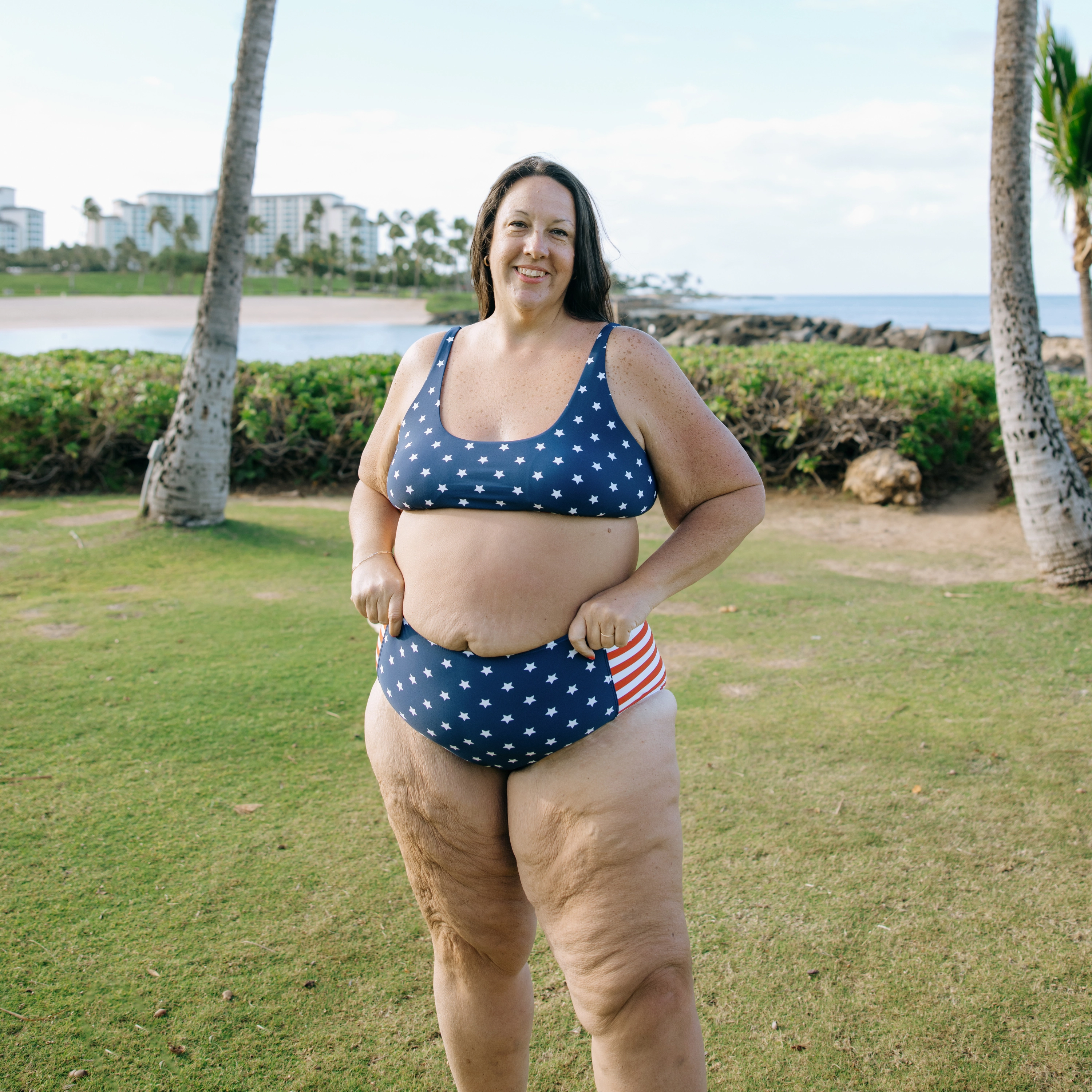 Women's Scoop Neck Bikini Top Plus Size | "Americana"