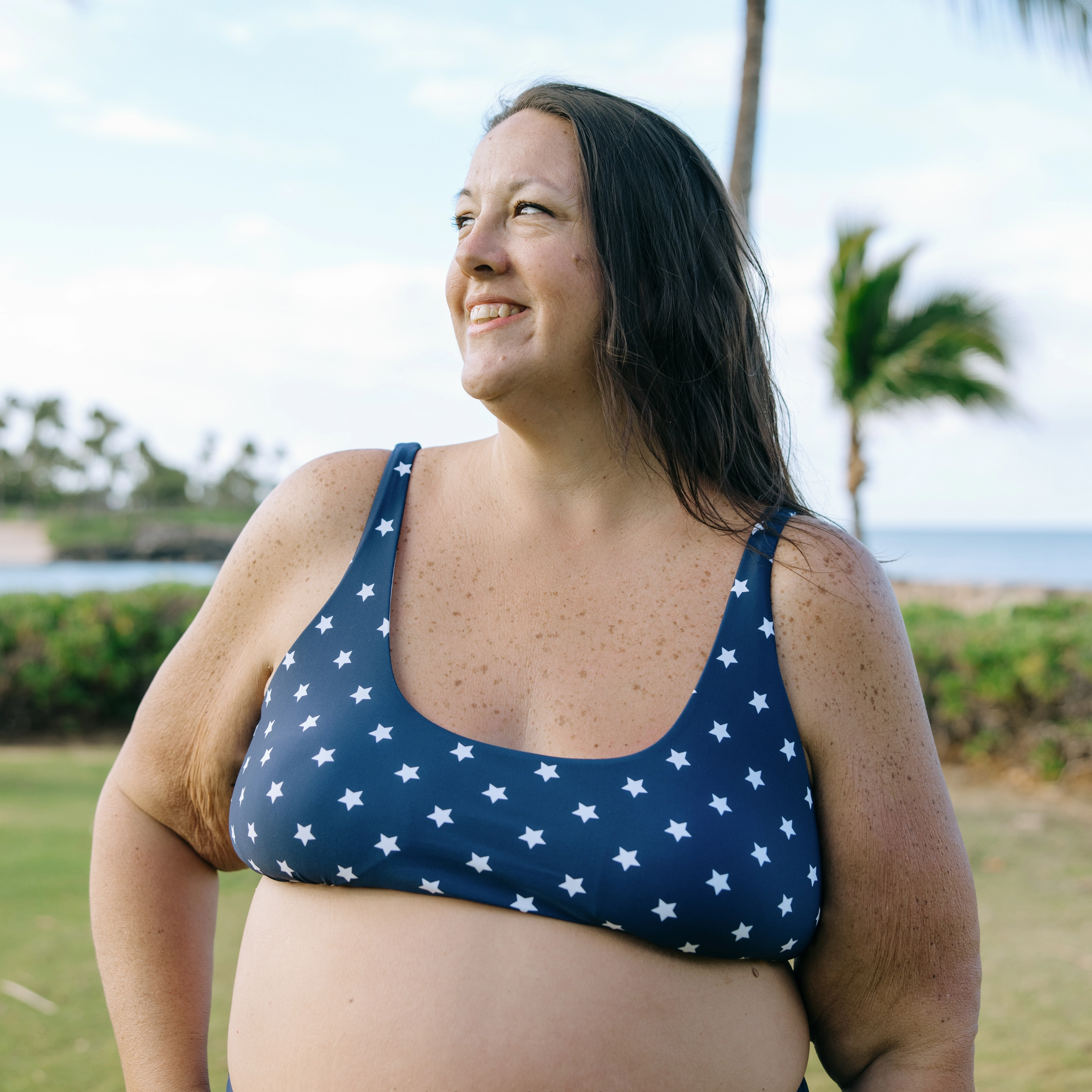 Women's Scoop Neck Bikini Top Plus Size | "Americana"