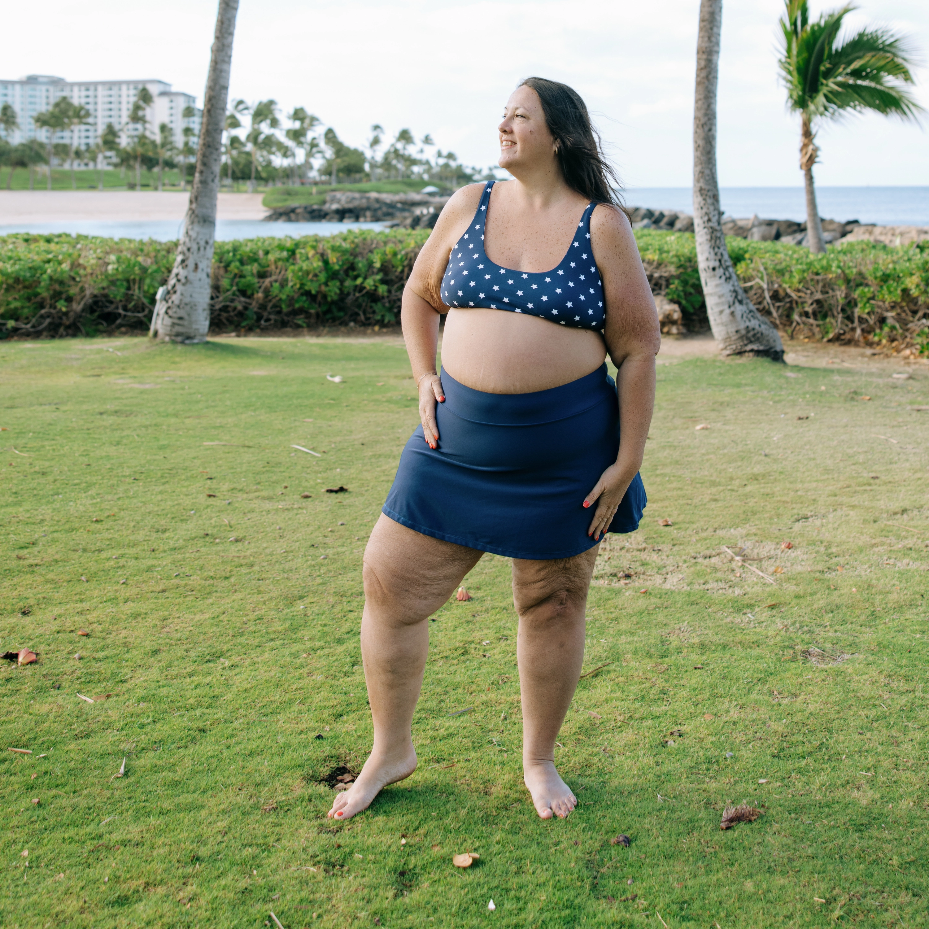 Women's Scoop Neck Bikini Top Plus Size | "Americana"