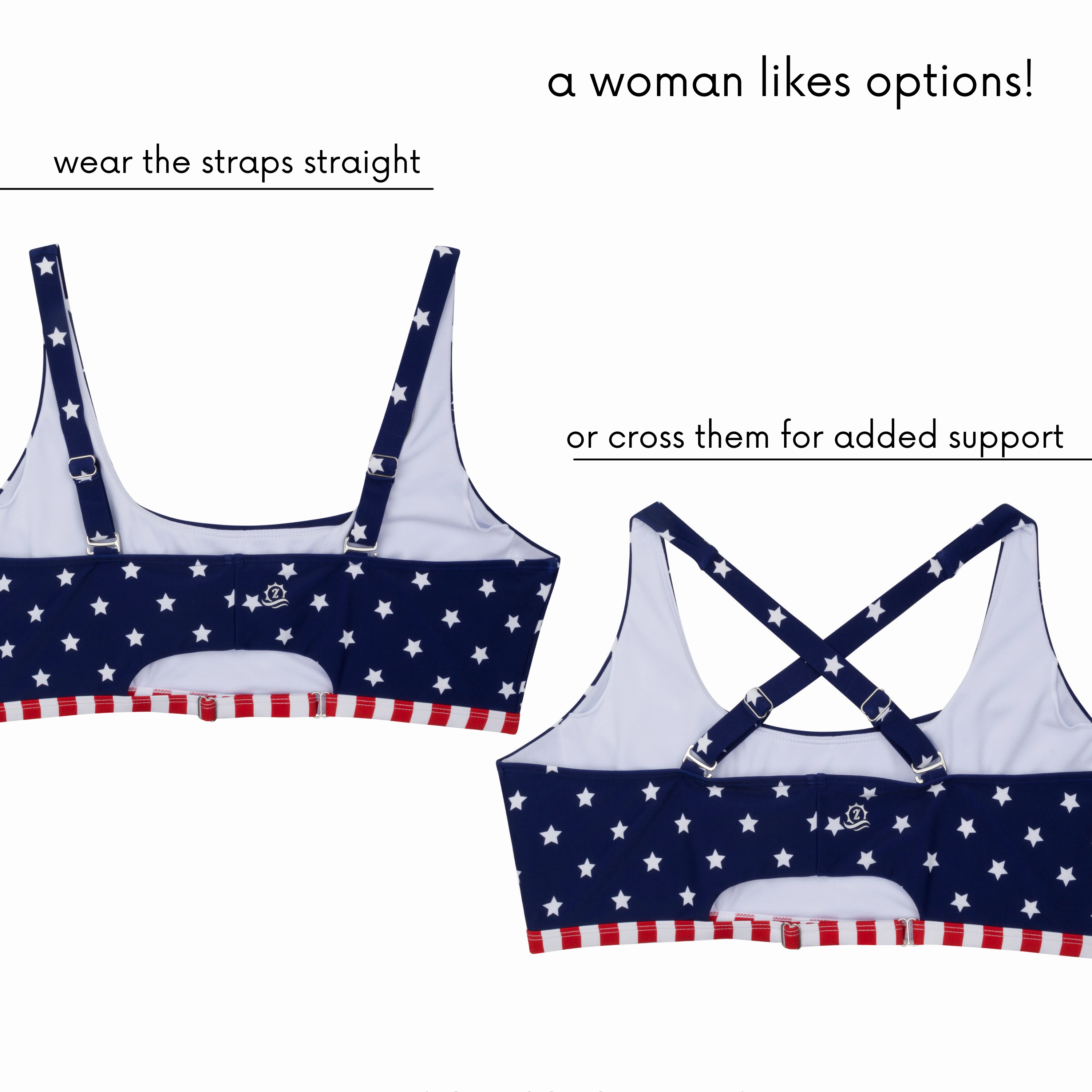 Women's Scoop Neck Bikini Top Plus Size | "Americana"