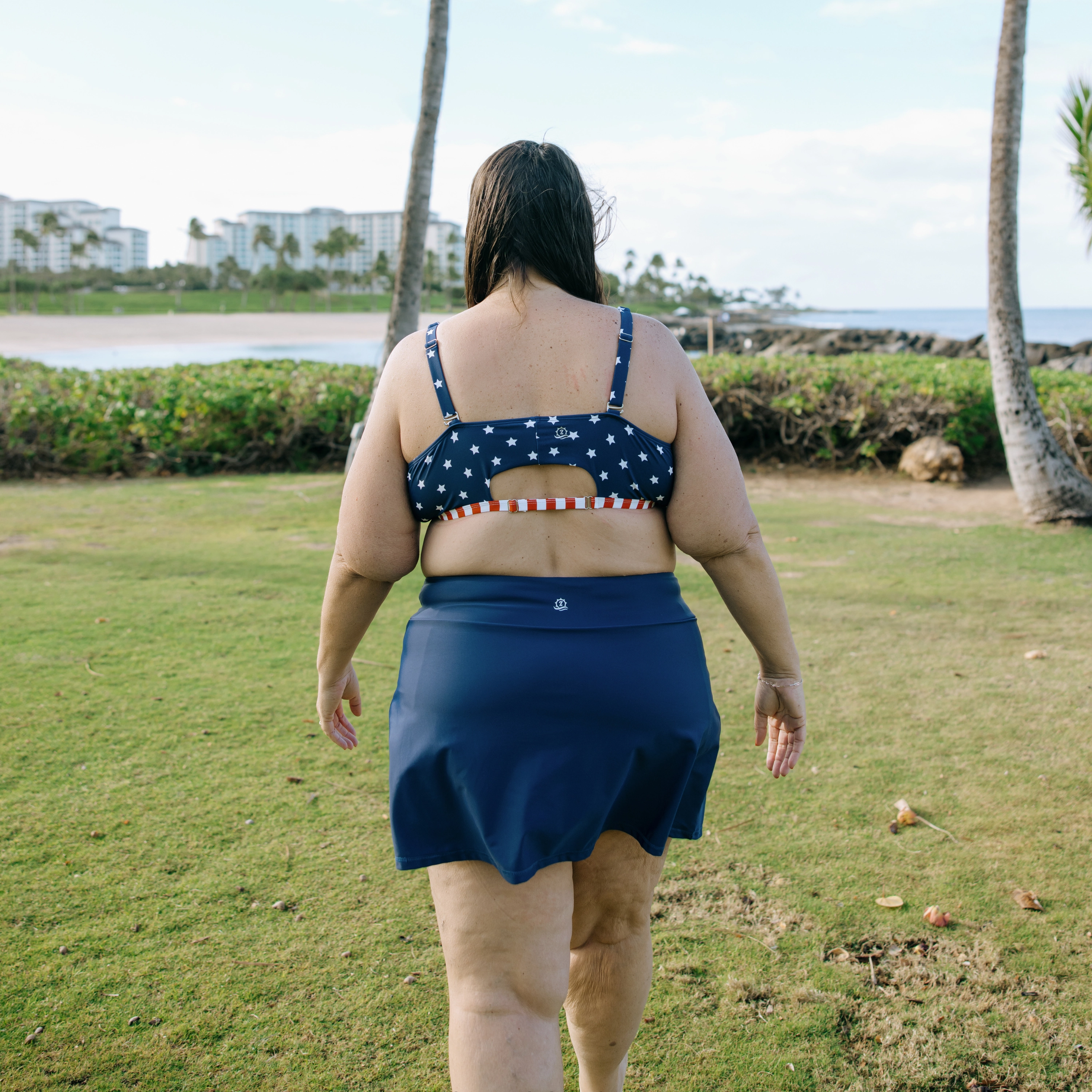 Women's Scoop Neck Bikini Top Plus Size | "Americana"