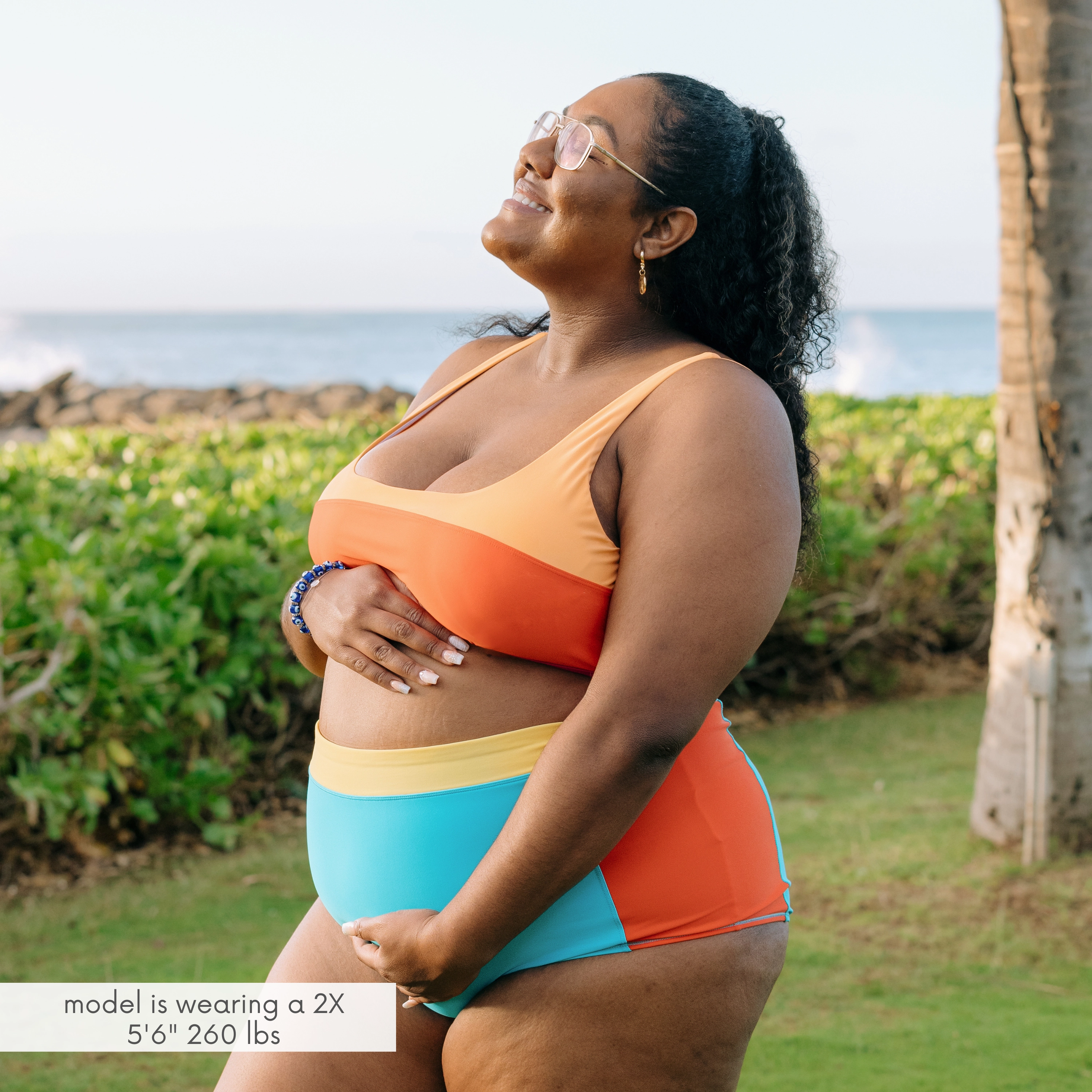 Women's Scoop Neck Bikini Top Plus Size | "Color Pop"