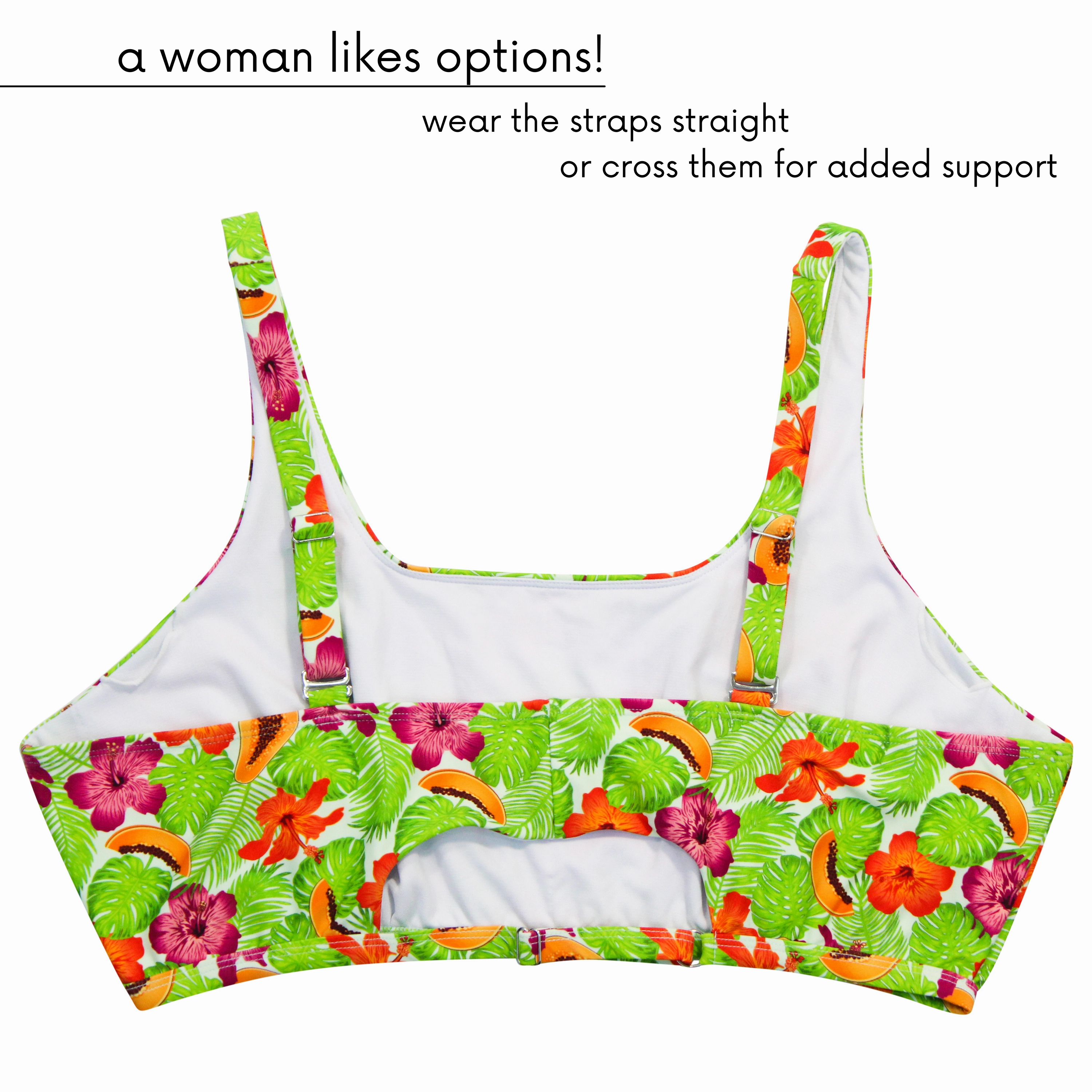 Women's Scoop Neck Bikini Top Plus Size | "Hibiscus"