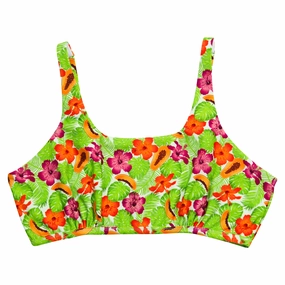 Women's Scoop Neck Bikini Top Plus Size | "Hibiscus"