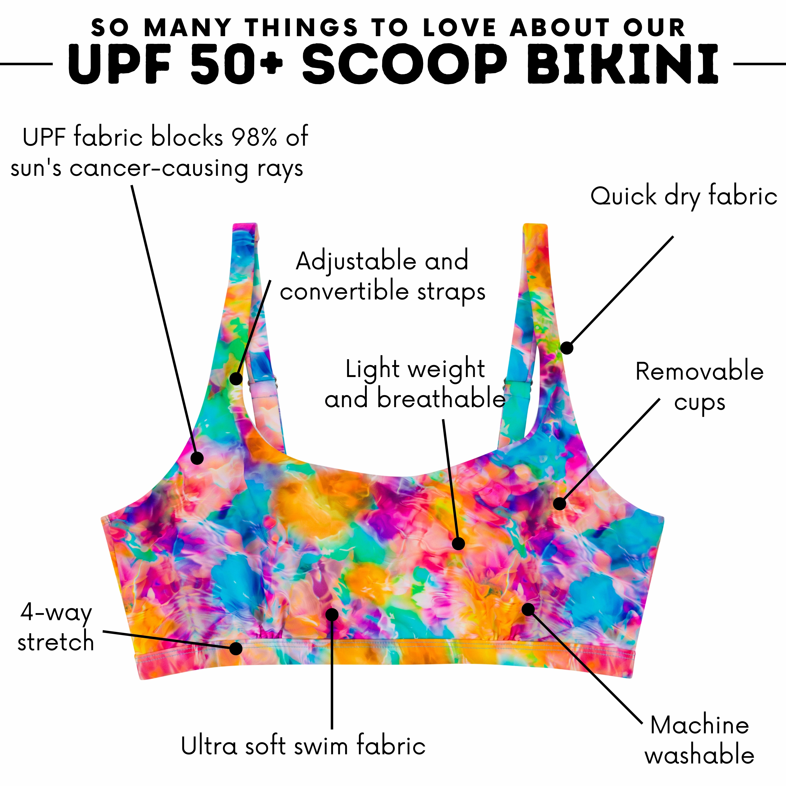 Women's Scoop Neck Bikini Top Plus Size | "Impressions"