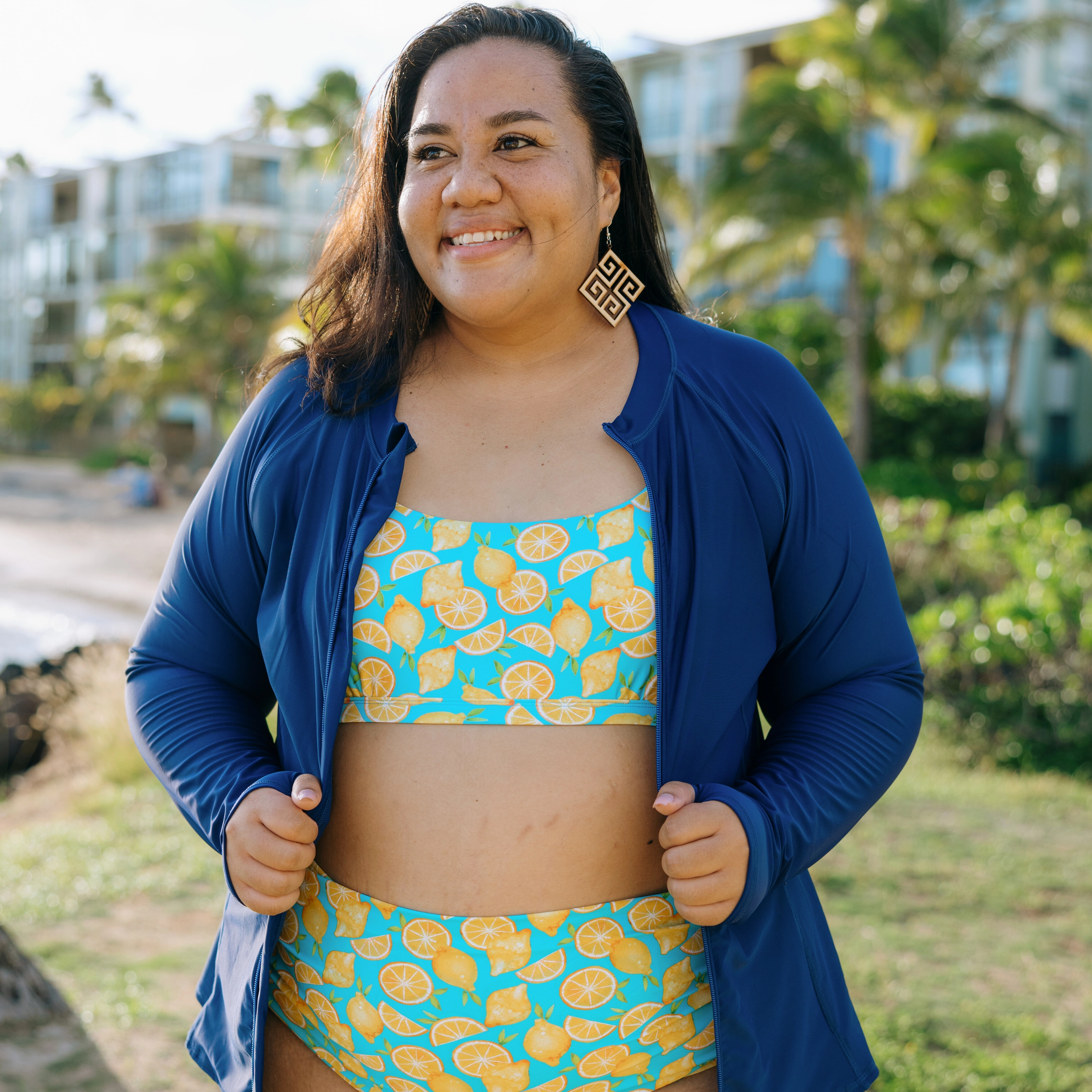 Women's Scoop Neck Bikini Top Plus Size | "Lemons"