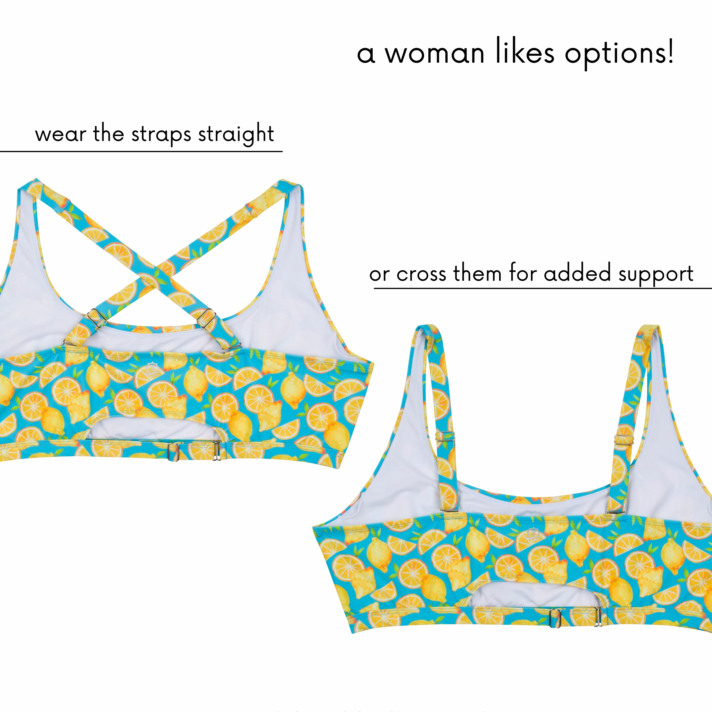 Women's Scoop Neck Bikini Top Plus Size | "Lemons"