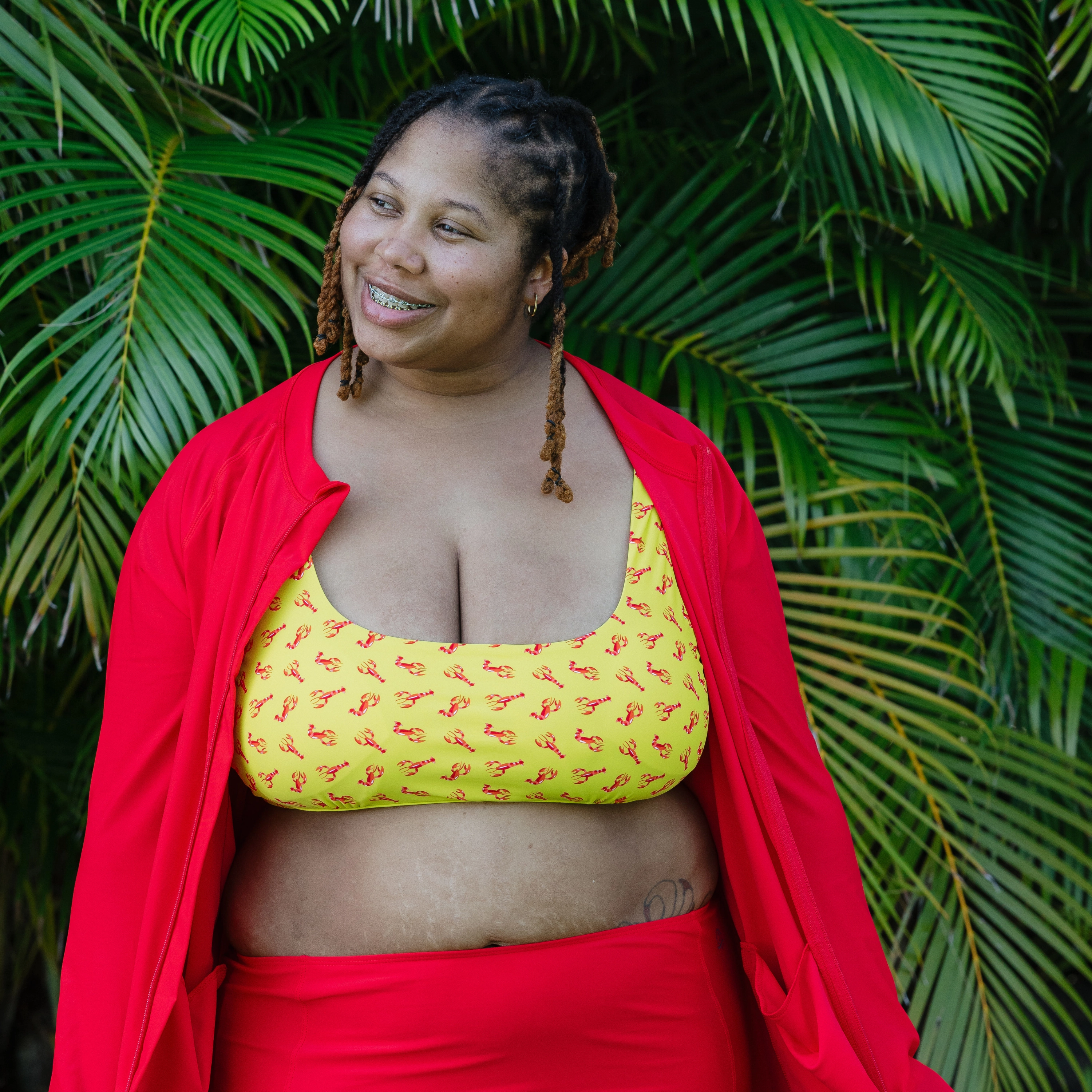 Women's Scoop Neck Bikini Top Plus Size | "Lobster"