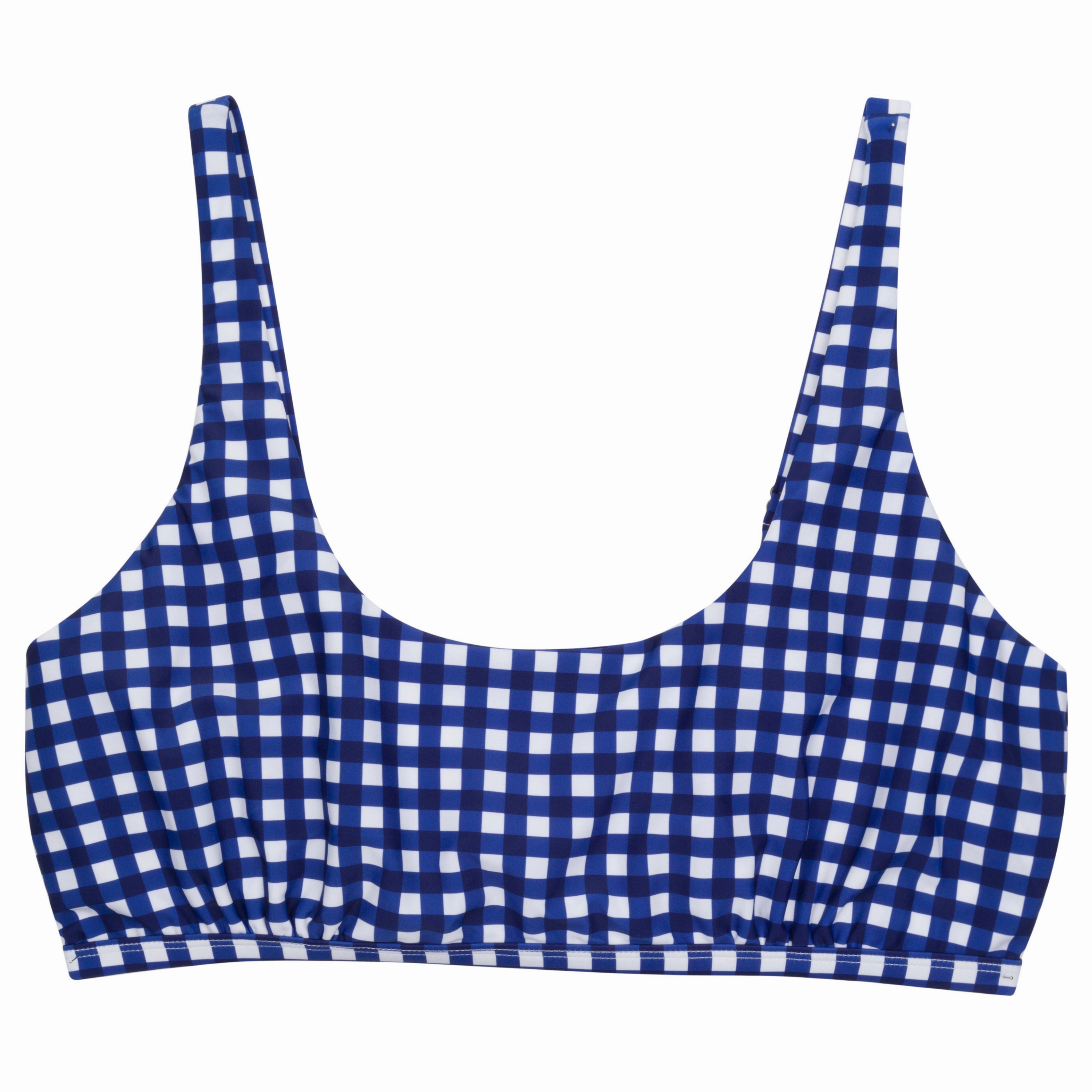 Women's Scoop Neck Bikini Top Plus Size | "Navy Gingham"