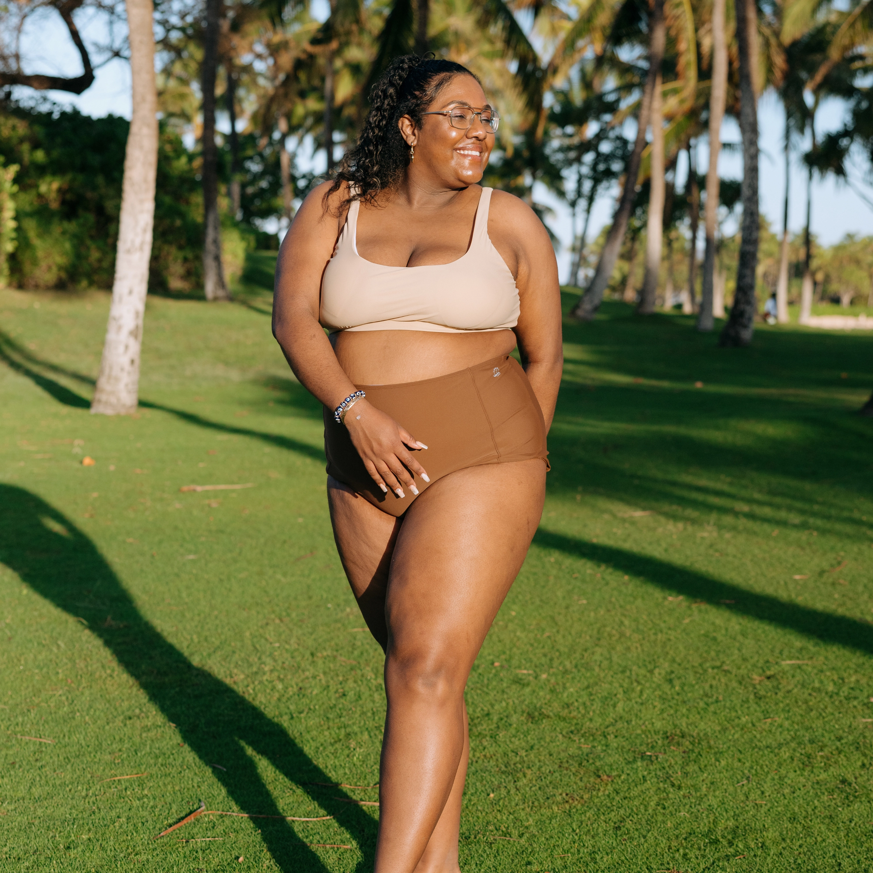 Women's Scoop Neck Bikini Top Plus Size | "Sandy Beach"