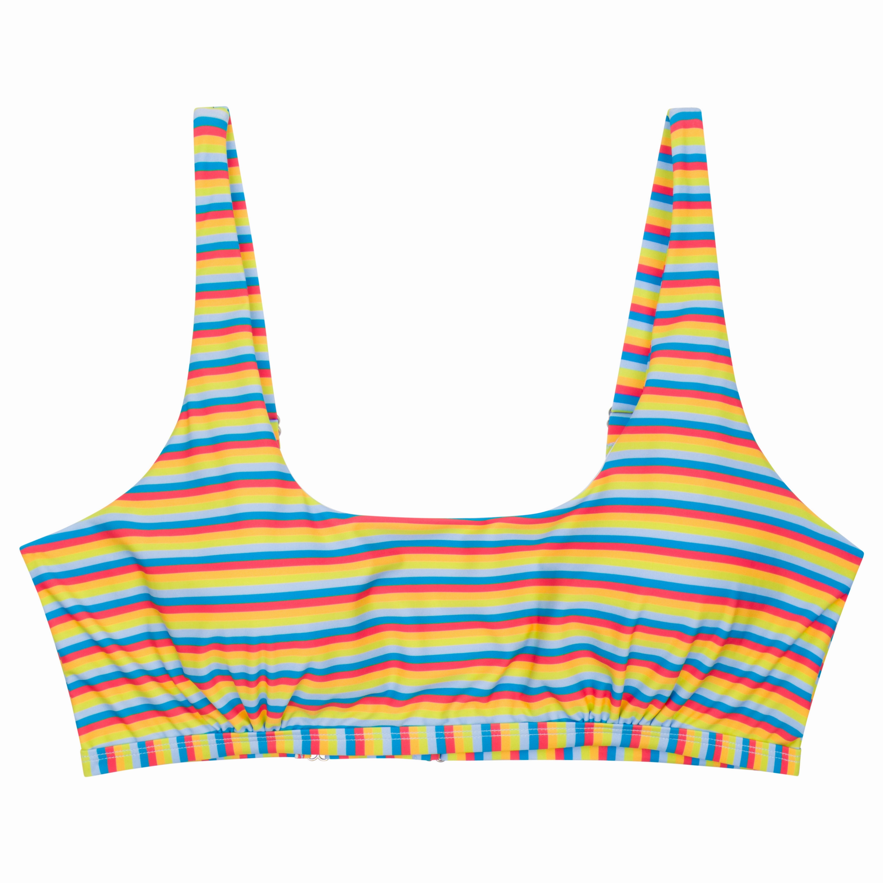Women's Scoop Neck Bikini Top Plus Size | "Sunny Stripe"