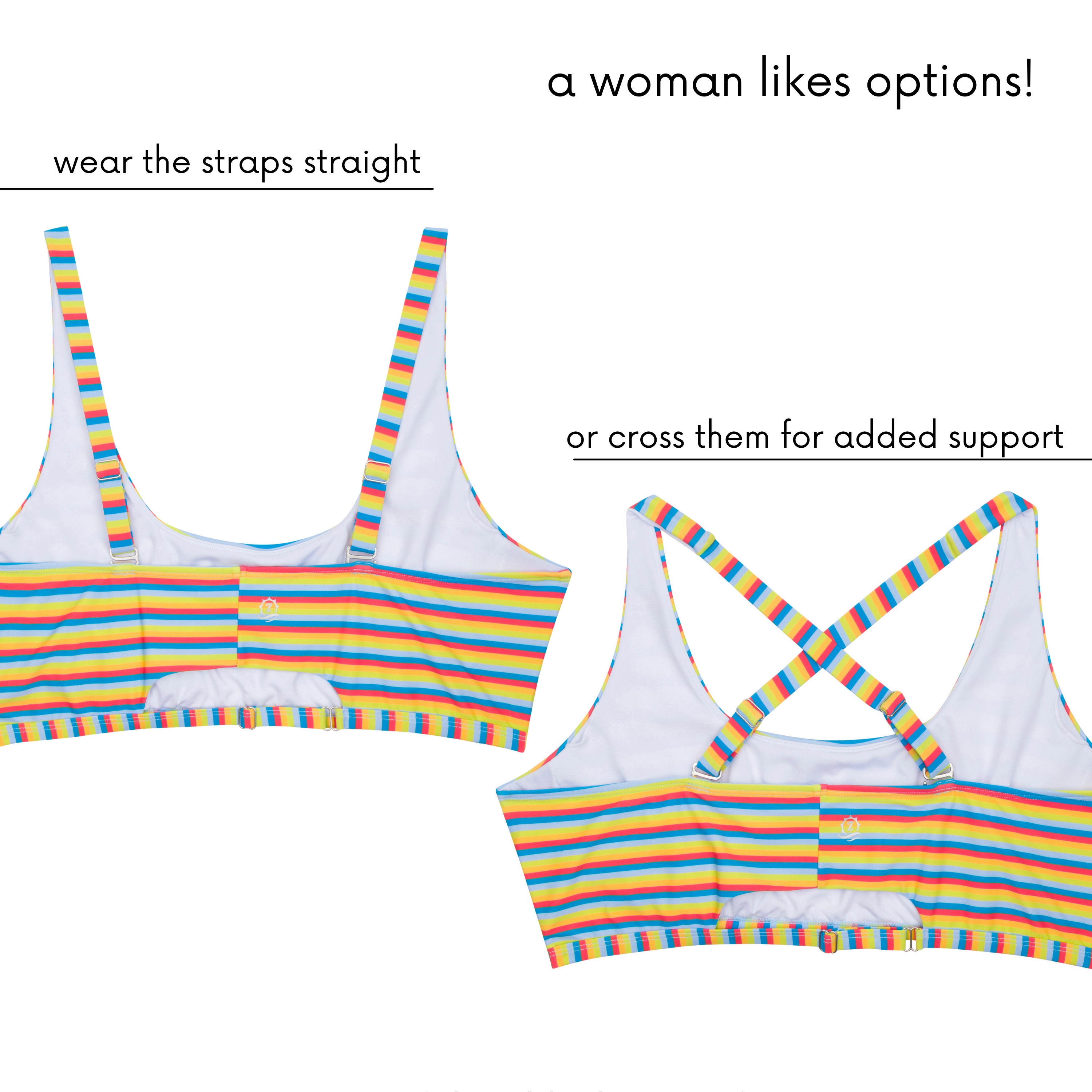 Women's Scoop Neck Bikini Top Plus Size | "Sunny Stripe"