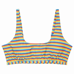 Women's Scoop Neck Bikini Top Plus Size | "Sunny Stripe"