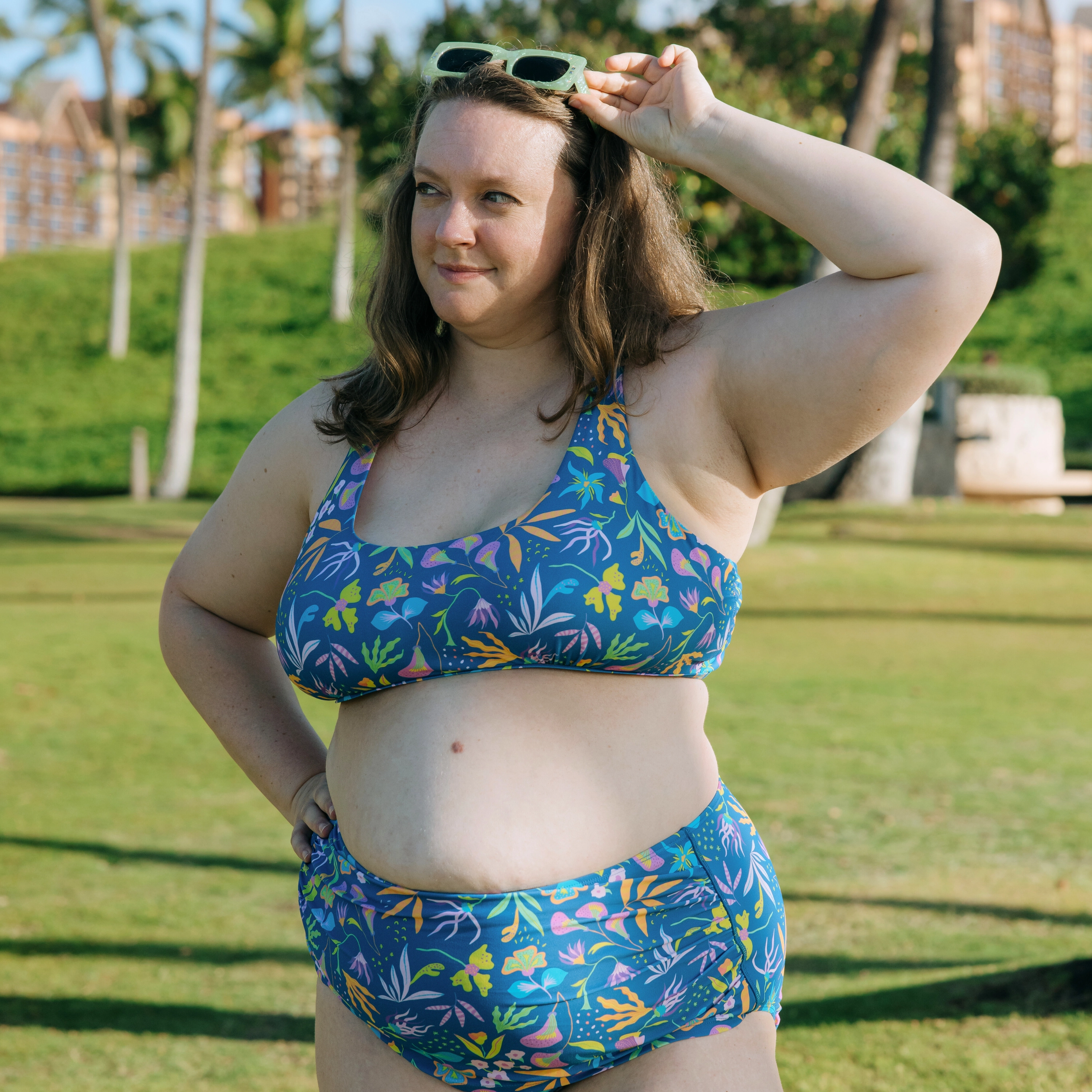 Women's Scoop Neck Bikini Top Plus Size | "Tropadelic"