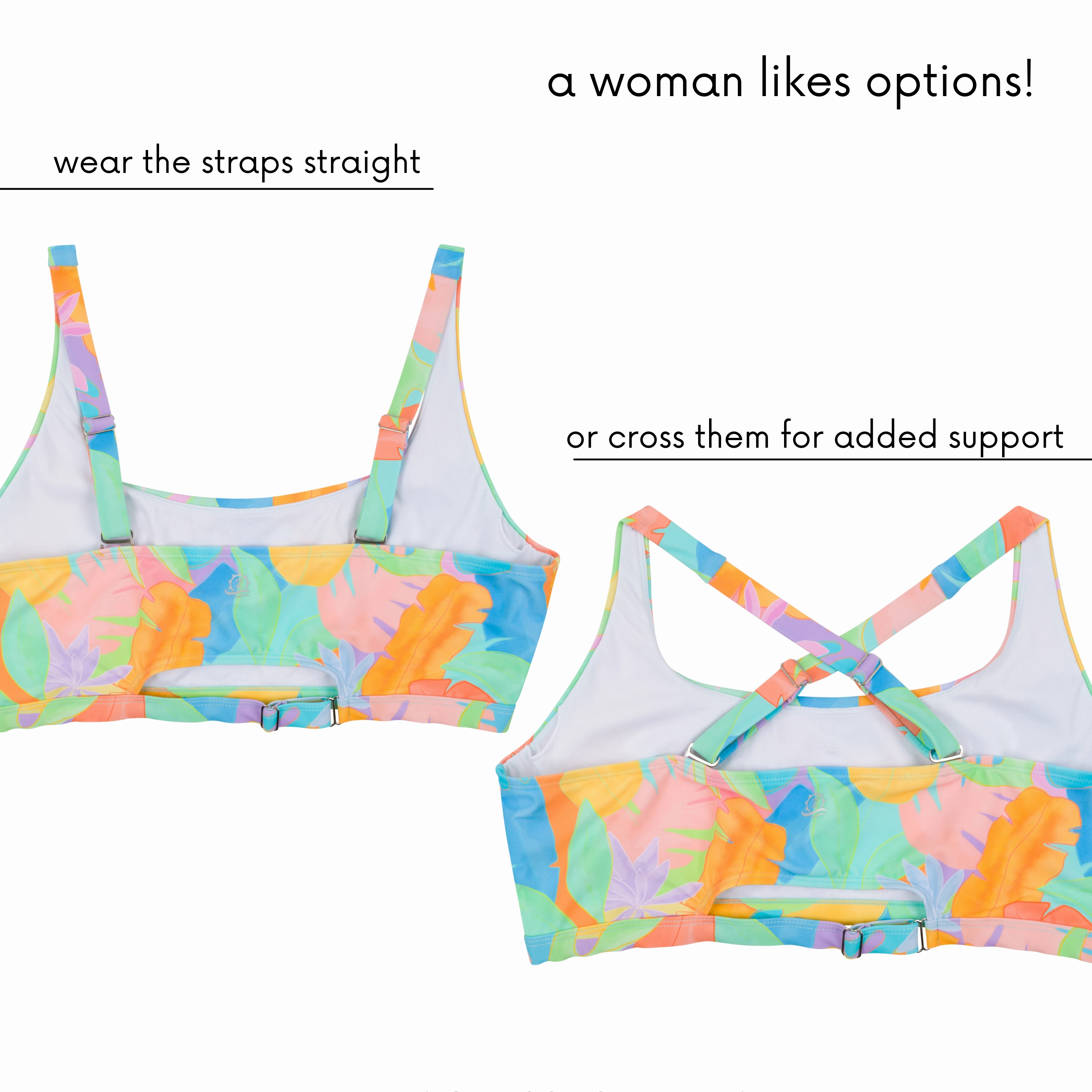 Women's Scoop Neck Bikini Top Plus Size | "Vibrant Vacay"