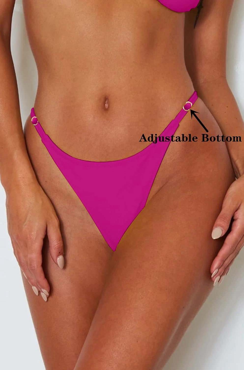 Women's Sexy Thong Bottom Two Piece Bikini Double Shoulder Straps Cute Swimsuit Triangle Bathing Suit