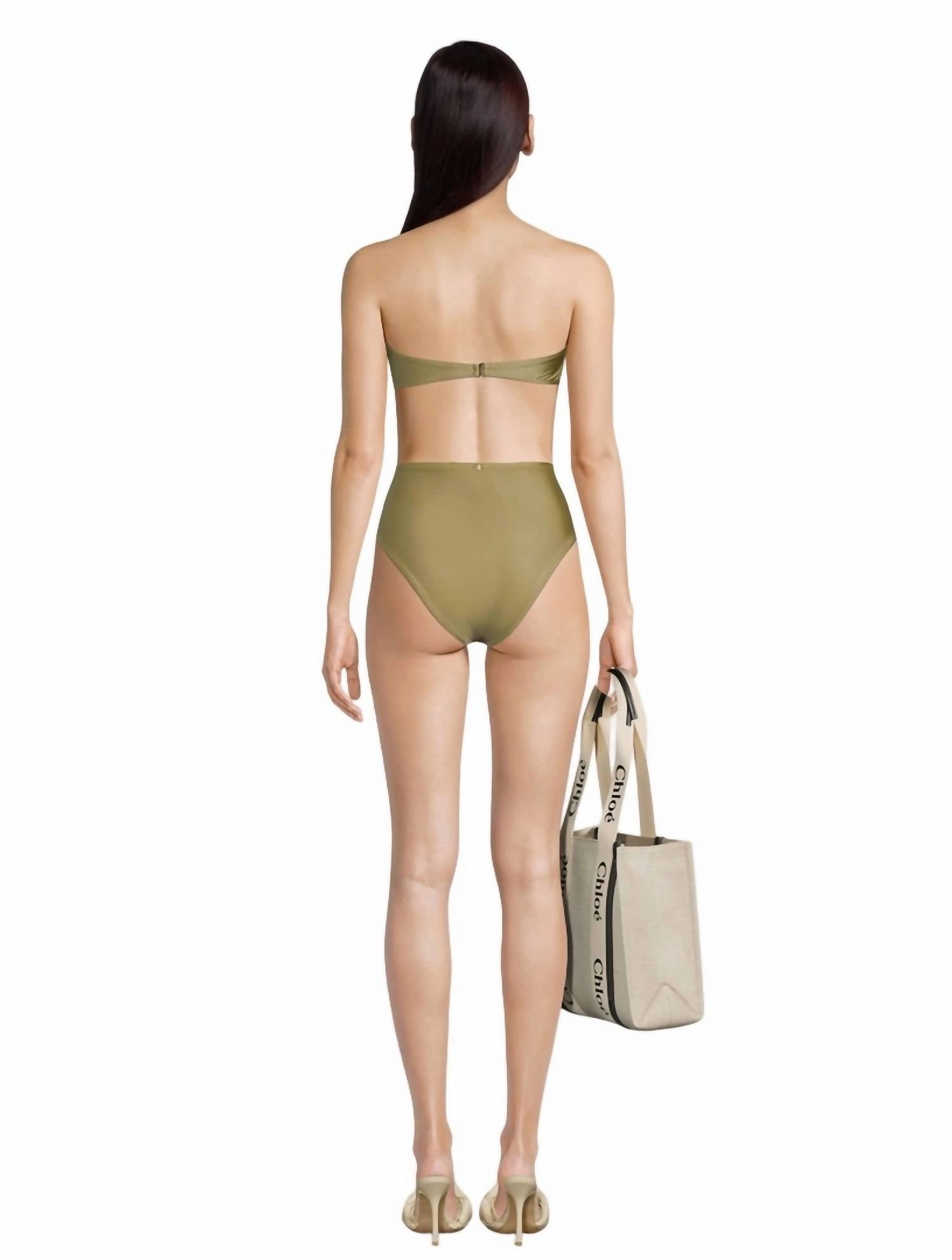 Women's Solid High-Leg Bandeau Bikini In Citrus