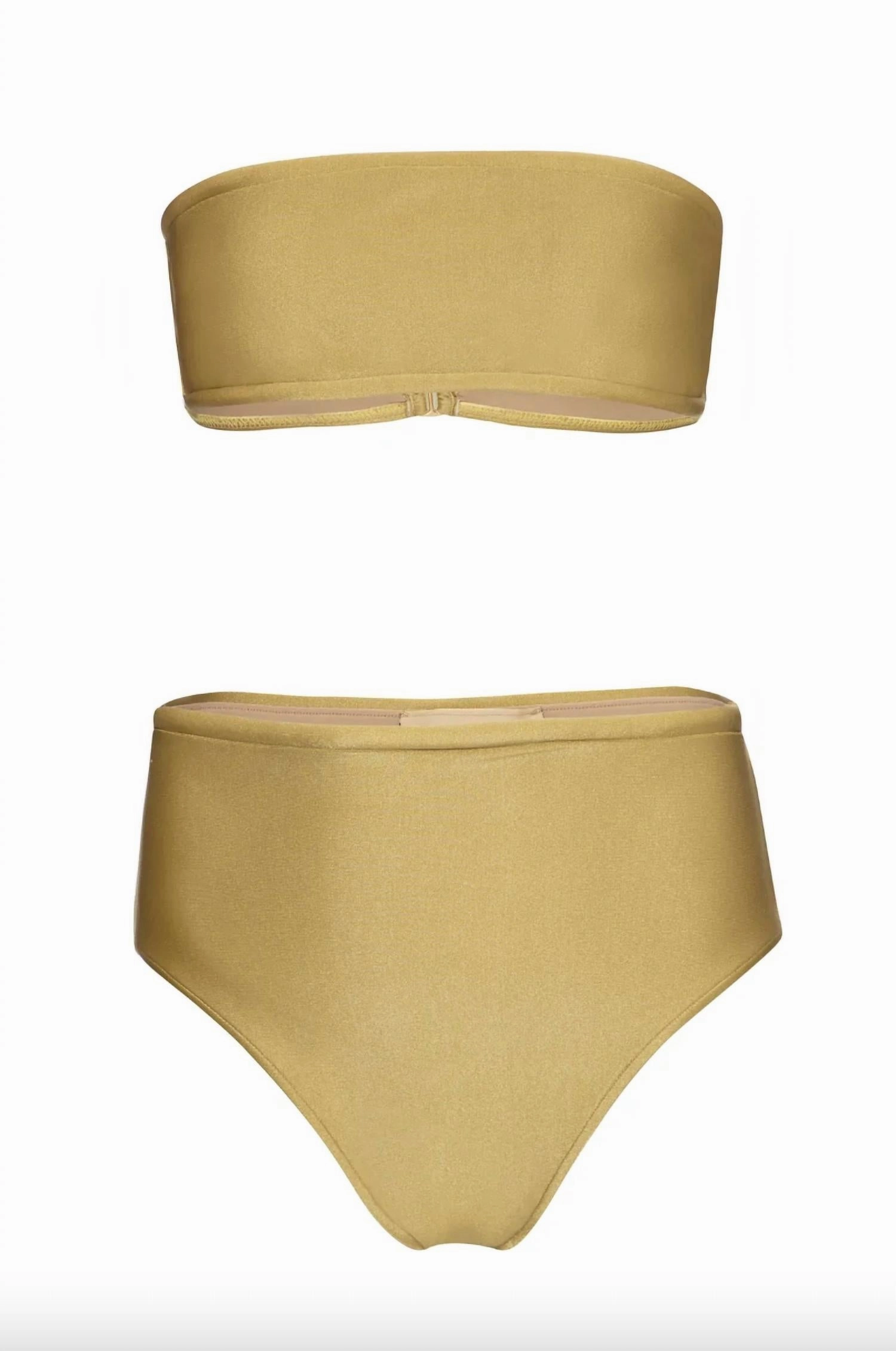 Women's Solid High-Leg Bandeau Bikini In Citrus