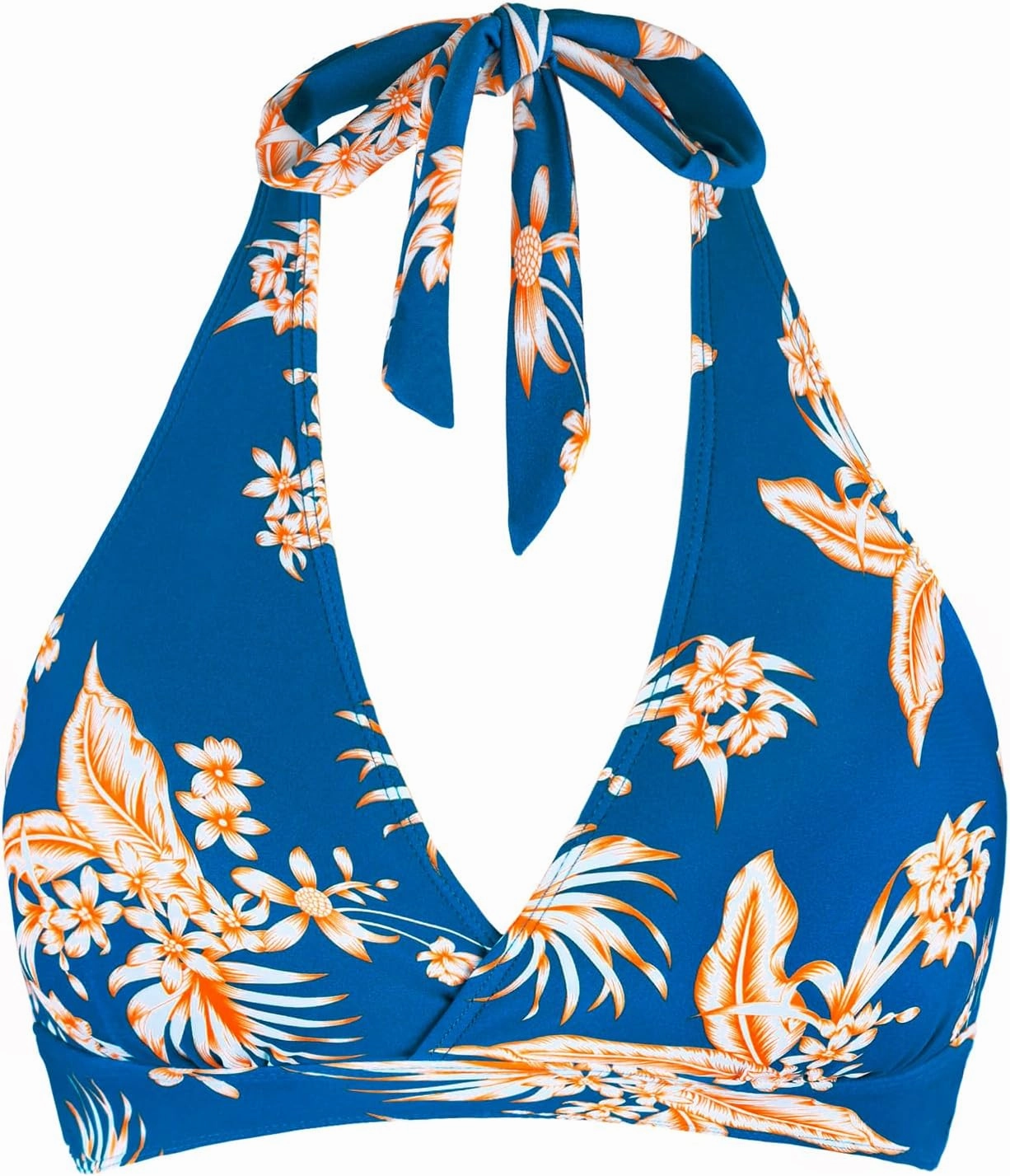 Women's Supportive Halter Bikini Padded Push Up Ruched Bust Hook Back Swimsuit Bathing Suit Tops Only