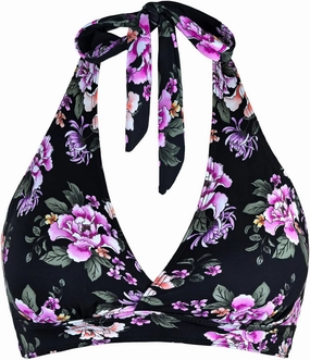 Women's Supportive Halter Bikini Padded Push Up Ruched Bust Hook Back Swimsuit Bathing Suit Tops Only
