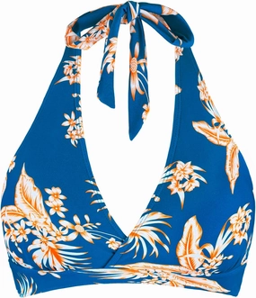 Women's Supportive Halter Bikini Padded Push Up Ruched Bust Hook Back Swimsuit Bathing Suit Tops Only