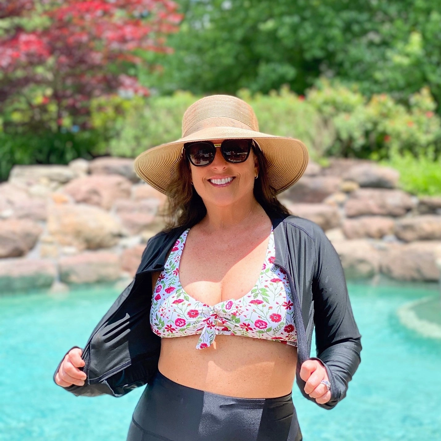 Women's Tie Bikini Top - "Floral Garden"