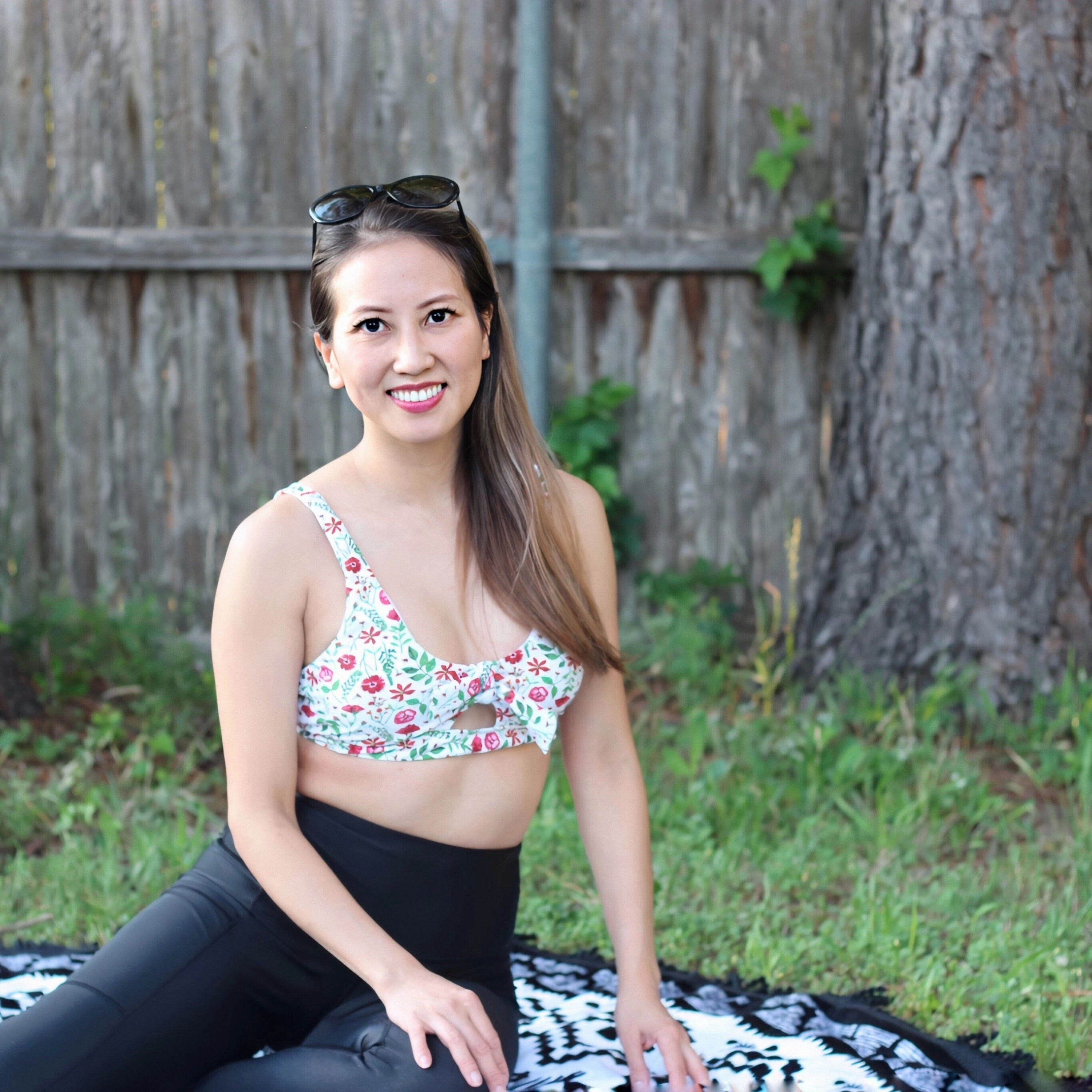 Women's Tie Bikini Top - "Floral Garden"