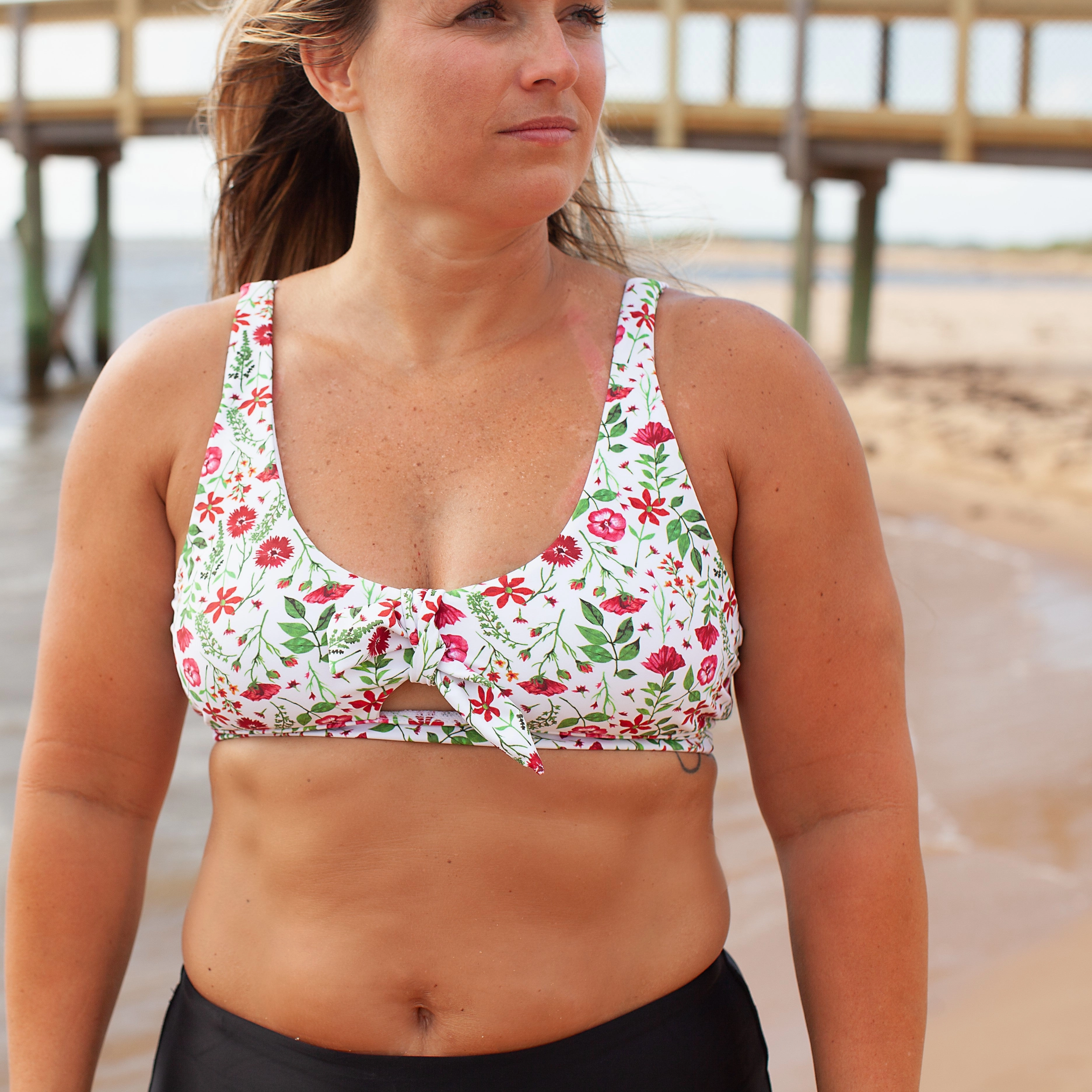 Women's Tie Bikini Top - "Floral Garden"